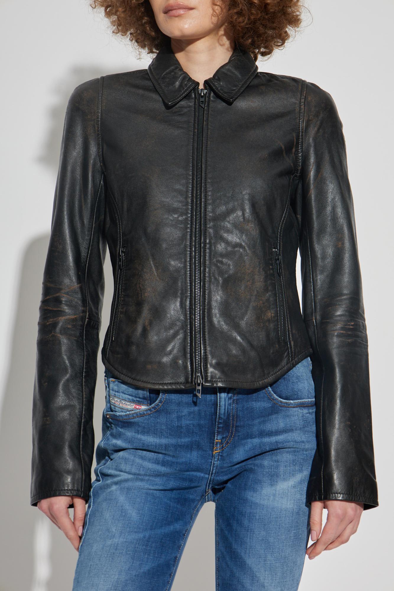 Diesel Collared Fitted Jacket Front Pockets In Black