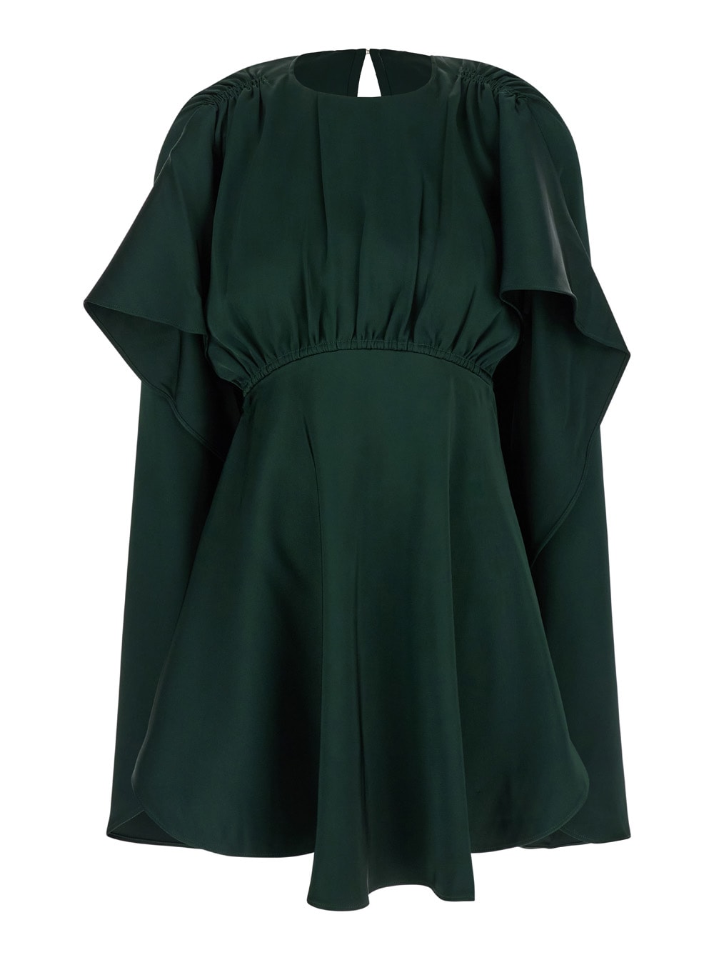 Shop Zimmermann Eden Green Mini Dress With Ruched Shoulder In Viscose Woman