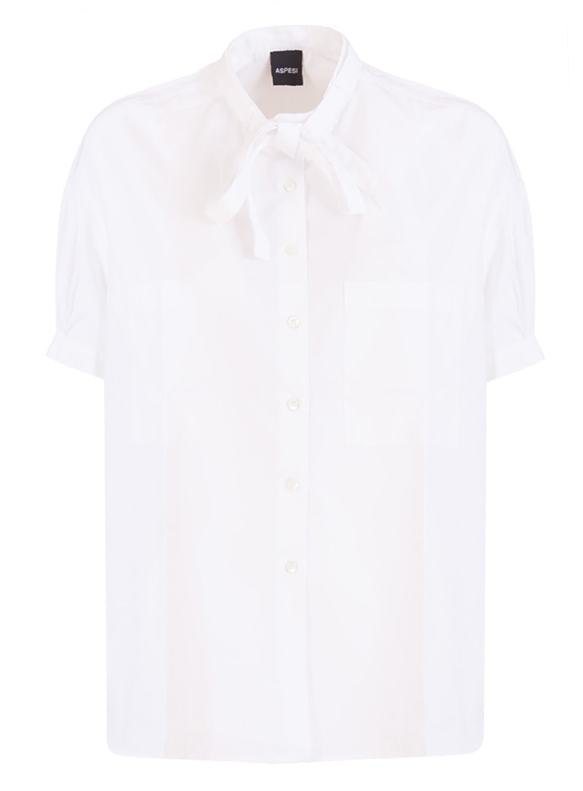 Aspesi Shortsleeved Cotton Shirt In Bianco