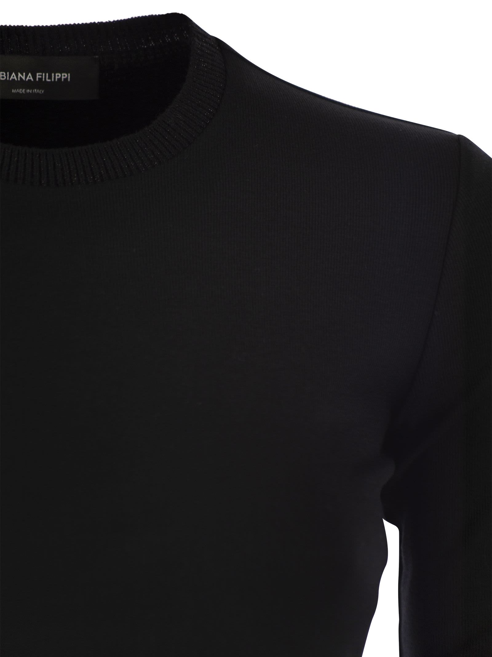 Shop Fabiana Filippi Long-sleeved T-shirt In Jersey In Black