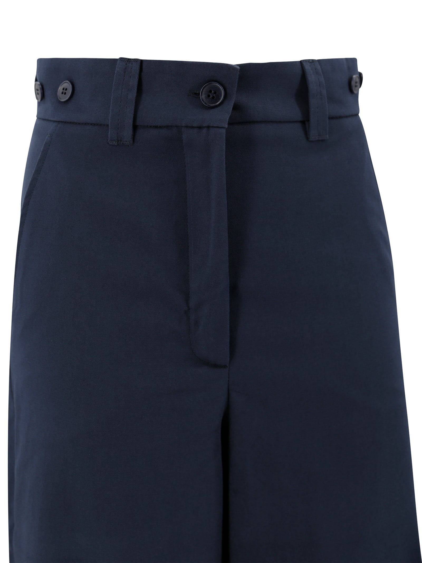 Weekend Max Mara High-waisted Wide Leg Trousers With Button Accents In Black