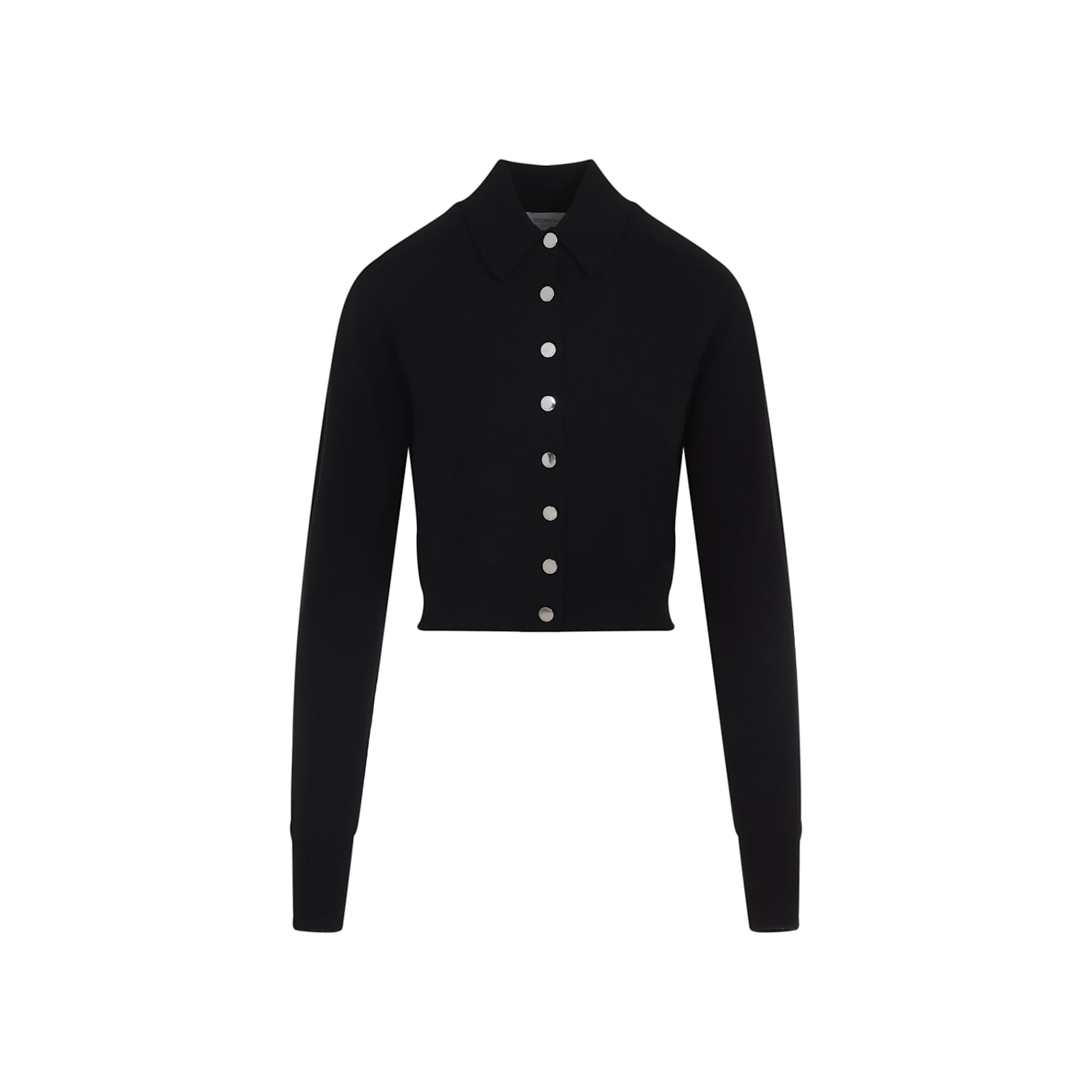 Sportmax Virgin Wool Cardigan With Classic Collar And Retro Charm In Black