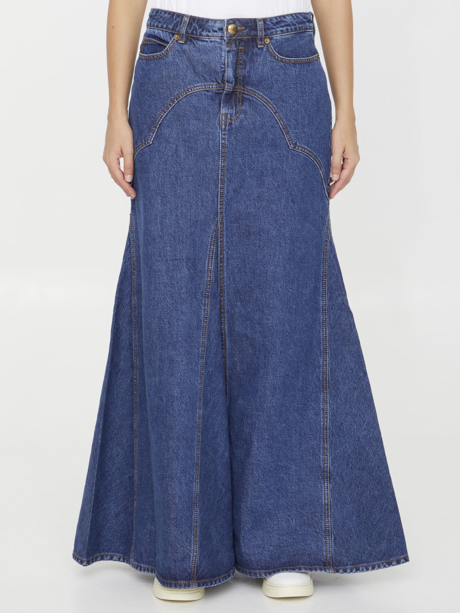 Zimmermann Luminosity Denim Maxi Skirt In Blue