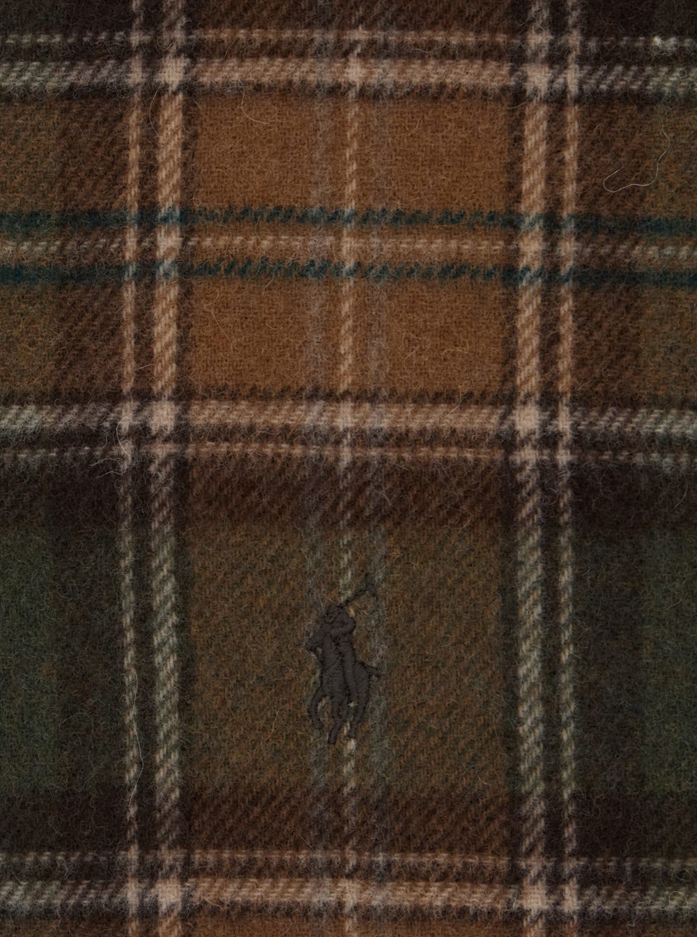 Polo Ralph Lauren Embroidered-logo Check-pattern Scarf In Brown