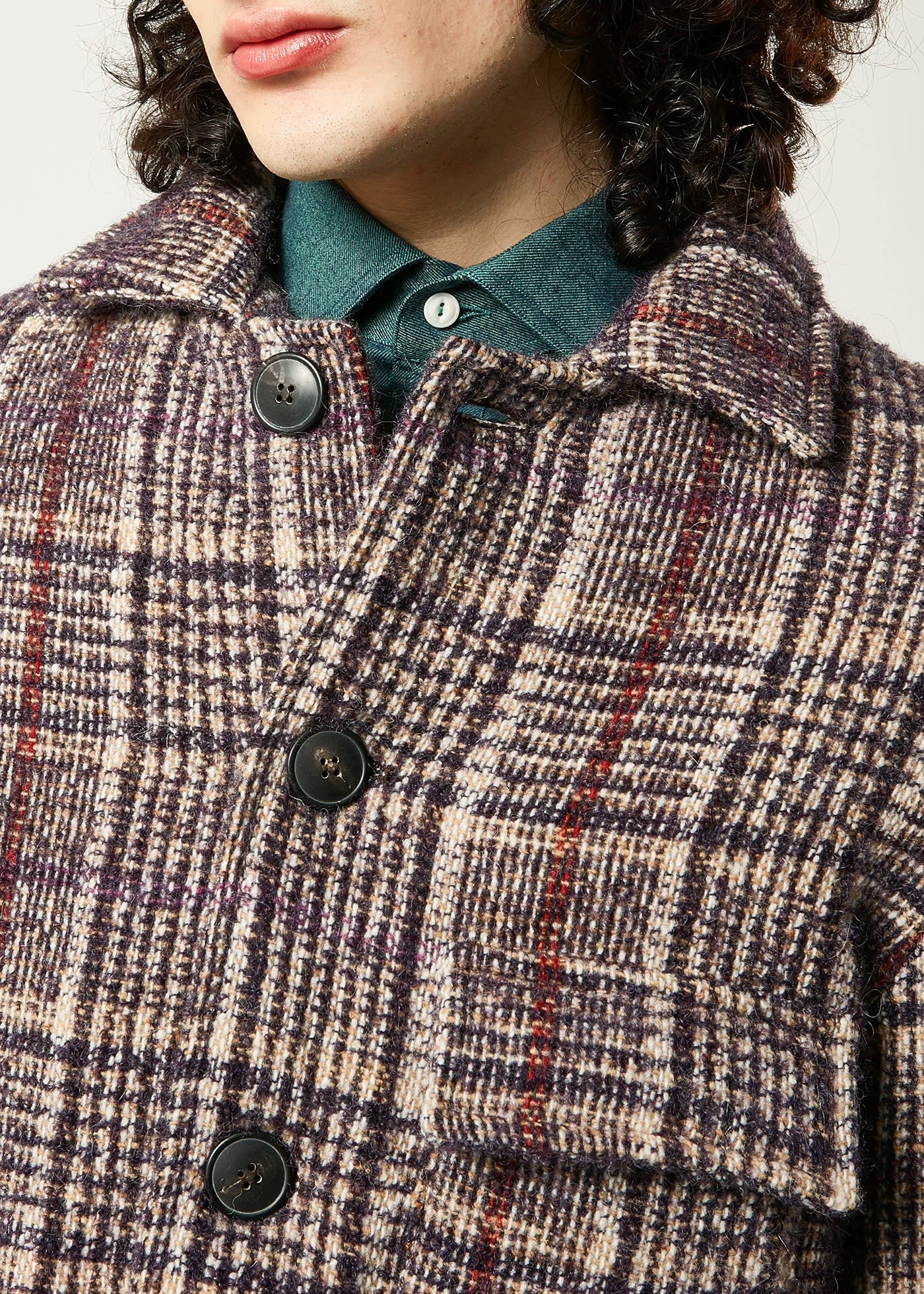 Shop Doppiaa Aaderbale Wool Checked Jacket