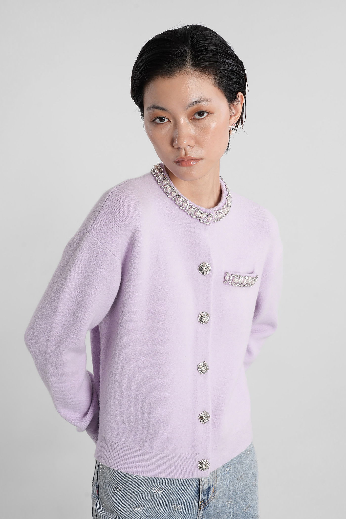 Cardigan In Lilla Viscose