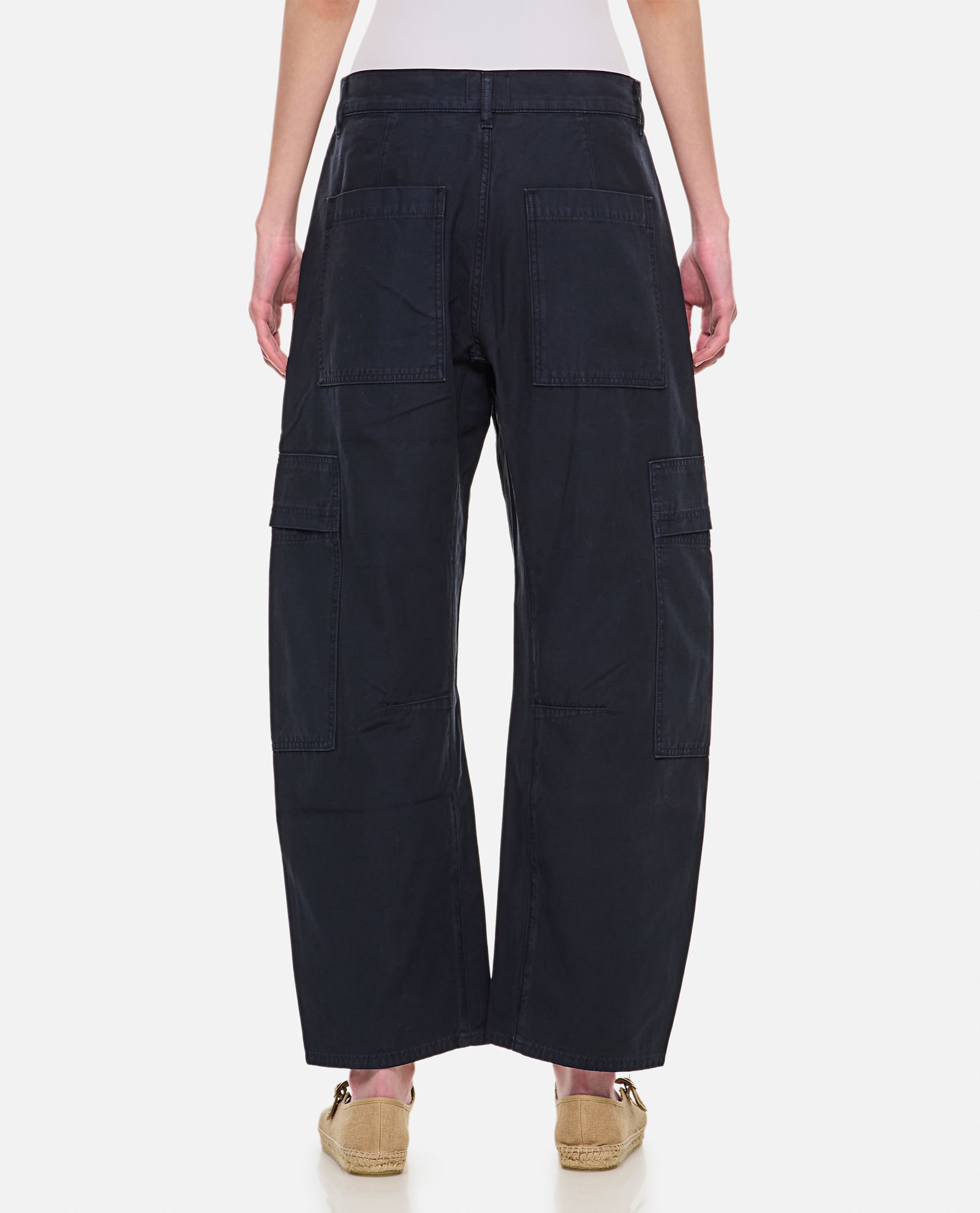 Citizen Of Humanity Citizens Of Humanity Womens Washed Black Marcelle Cargo-pocket Wide-leg Cotton Trousers In Blue