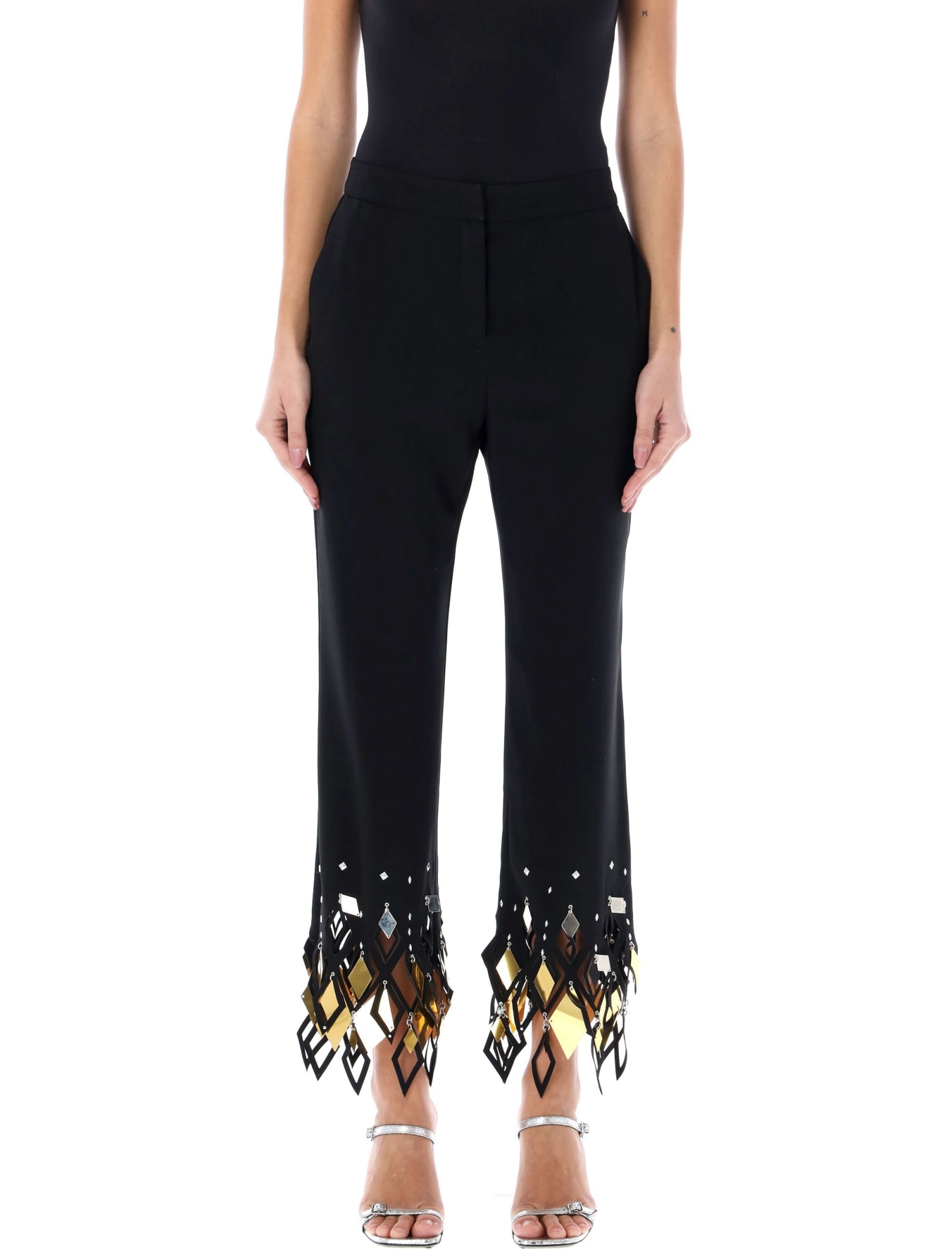 Shop Rabanne Crepe Trousers In Black