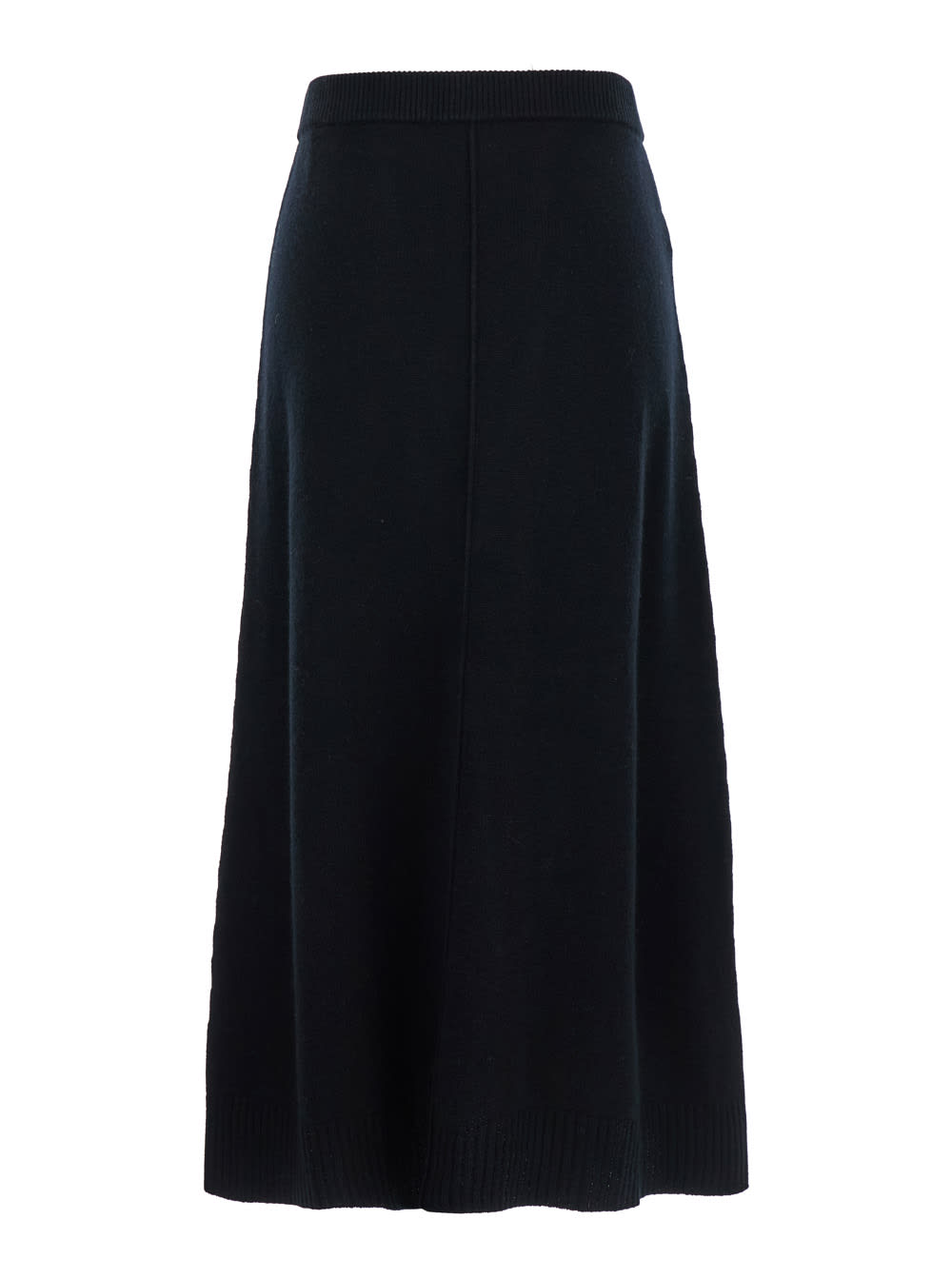 Shop Allude Black Flared Long Skirt In Wool And Cashmere Woman