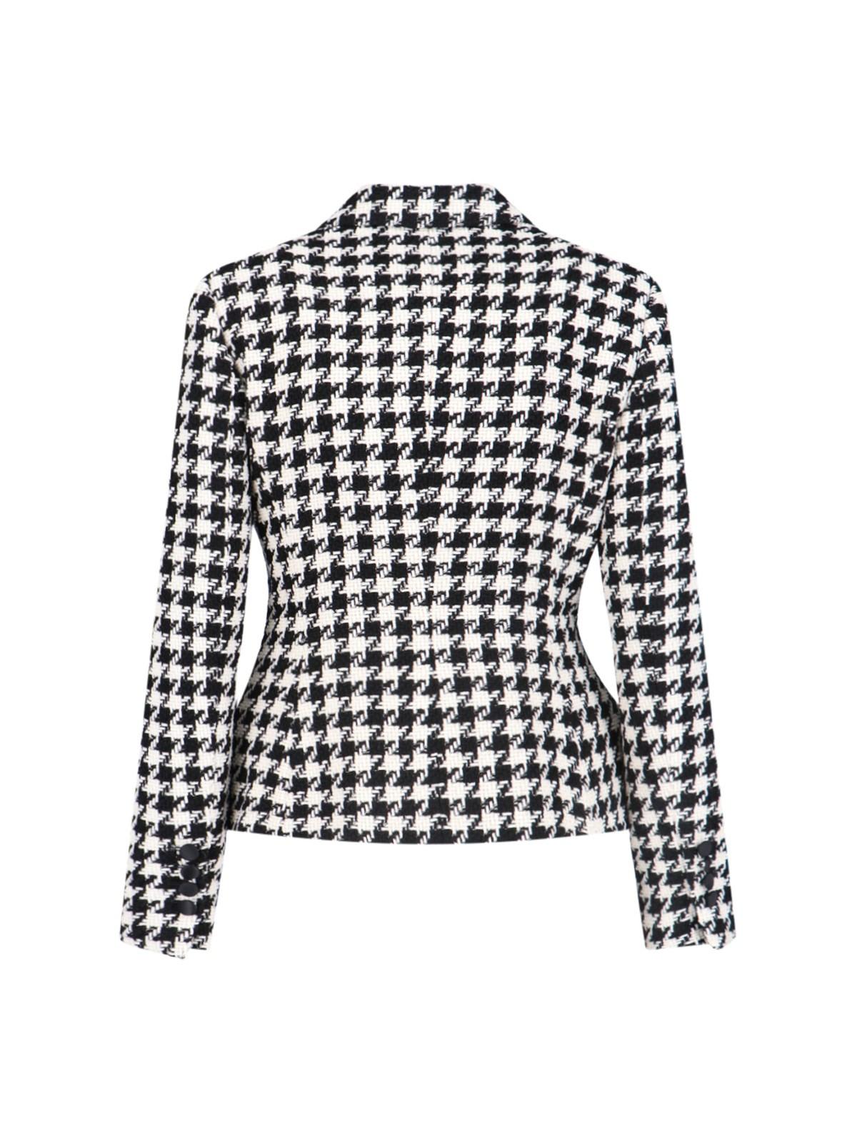 Shop Dolce & Gabbana Double-breasted Houndstooth Jacket In Black/white