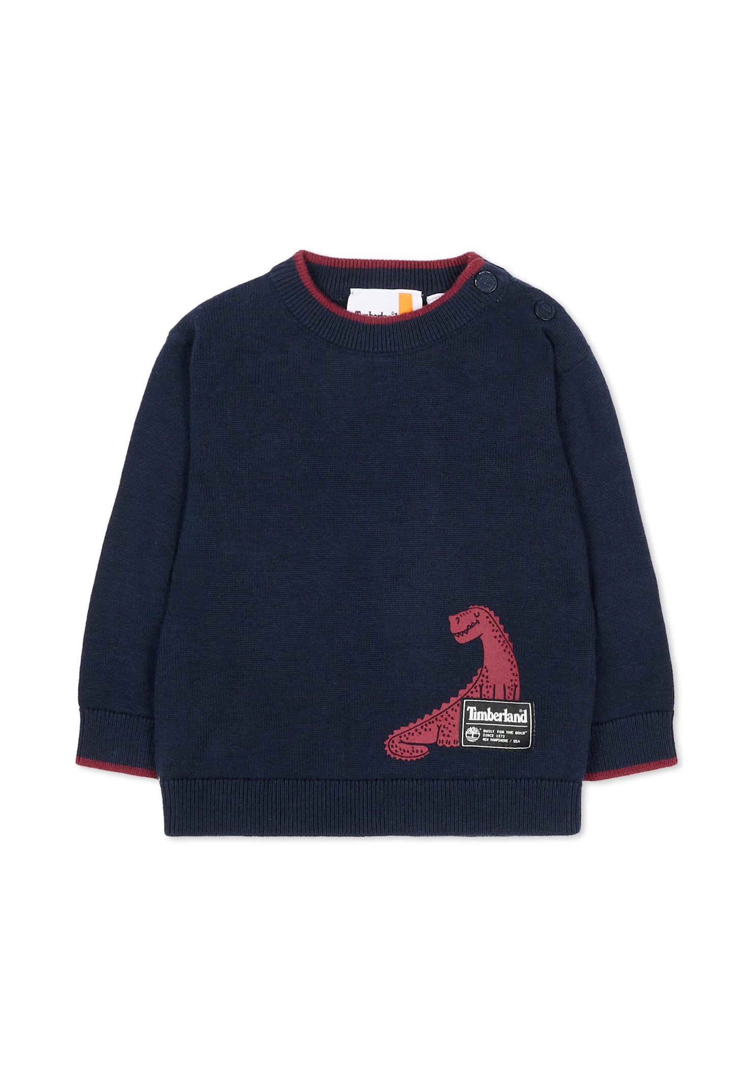 Timberland Blue Sweater For Baby Boy With Dinosaur In Blue