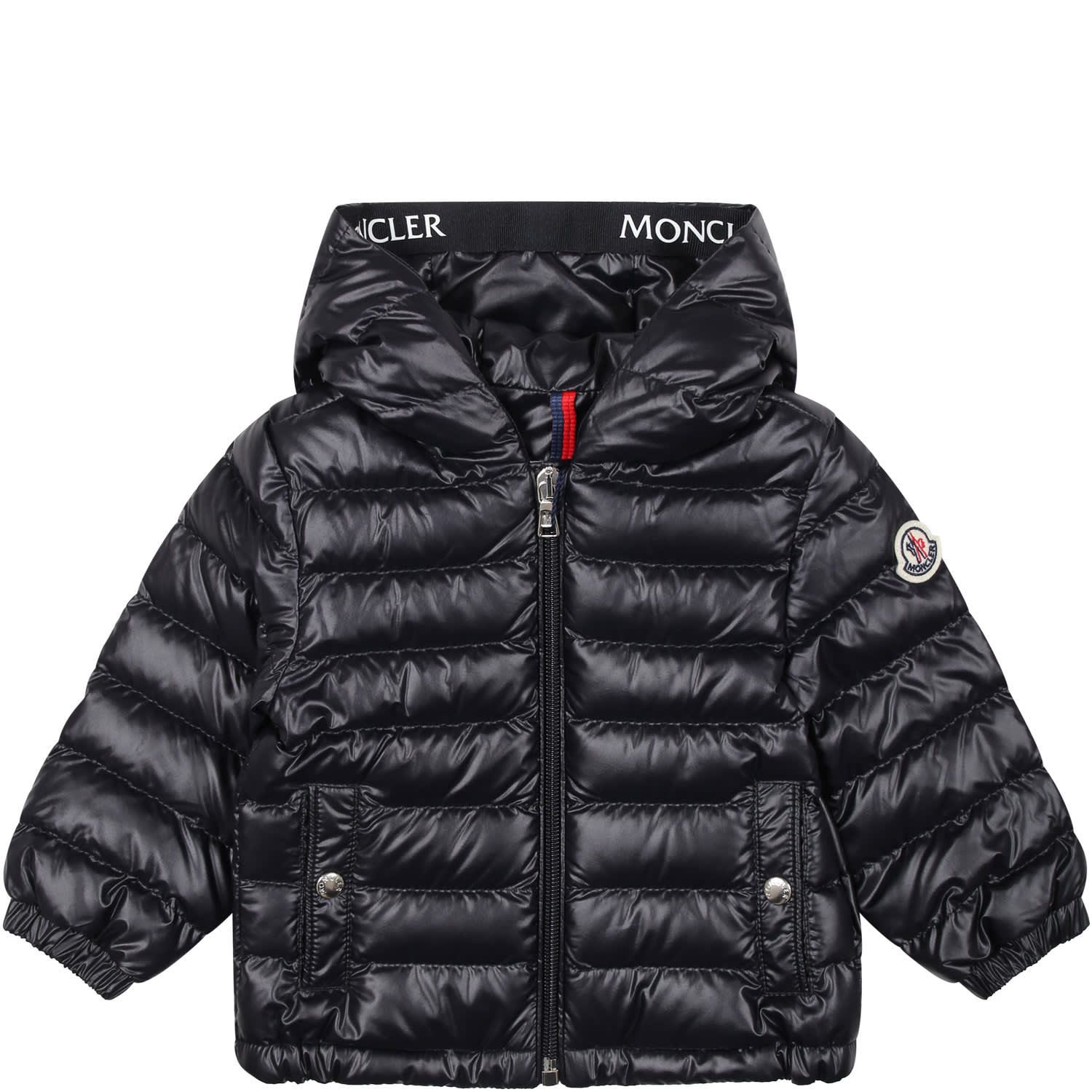 Moncler Sesen Blue Down Jacket With Hood For Baby Boy