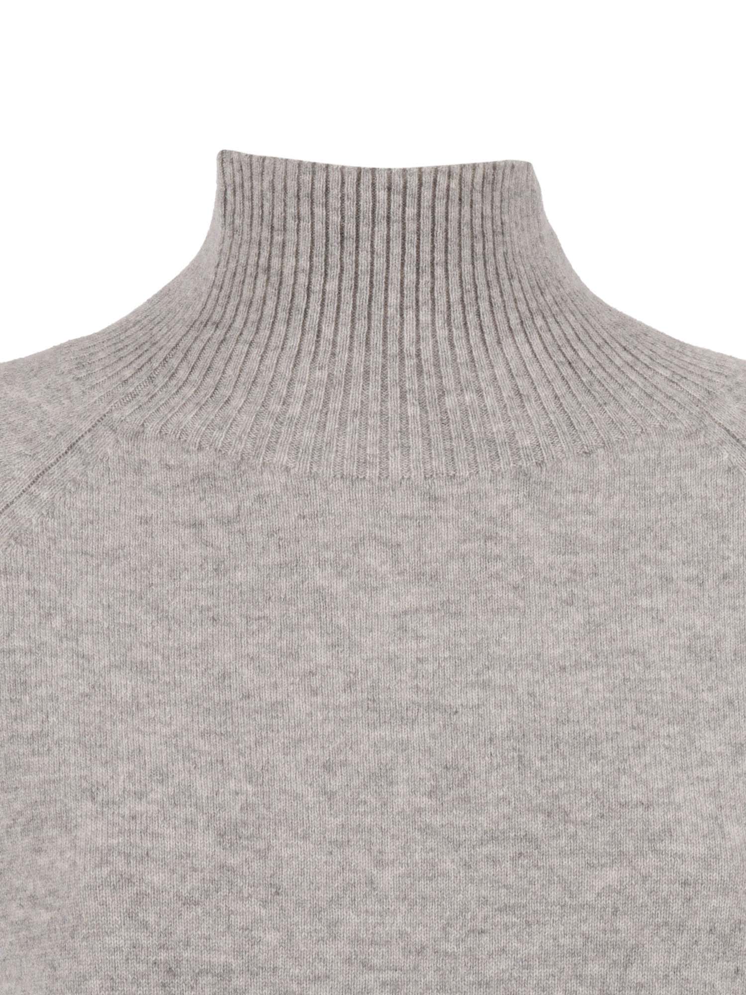Kangra Cashmere Crater Neck Sweater With Raglan Sleeves And Vents In Gray
