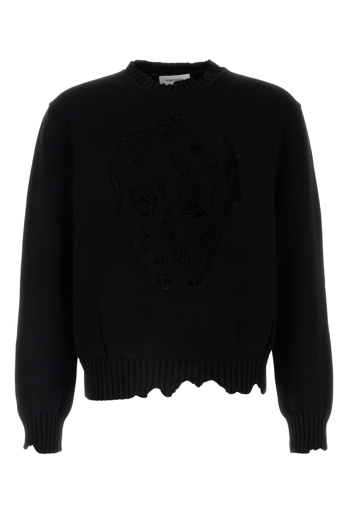 Shop Alexander Mcqueen Distressed Skull On Cotton Knt In Black