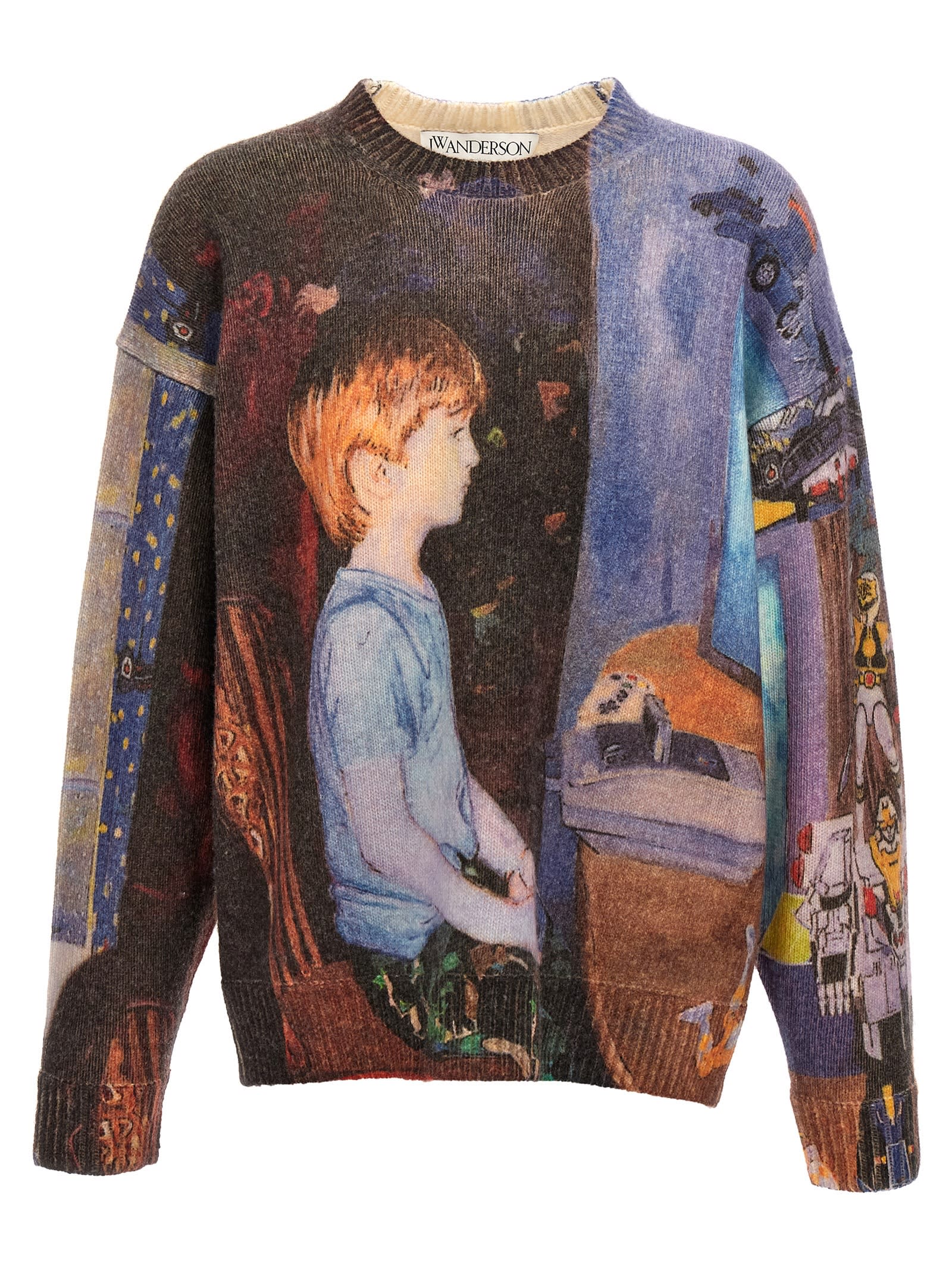 Shop Jw Anderson Computer Print Sweater In Multicolor