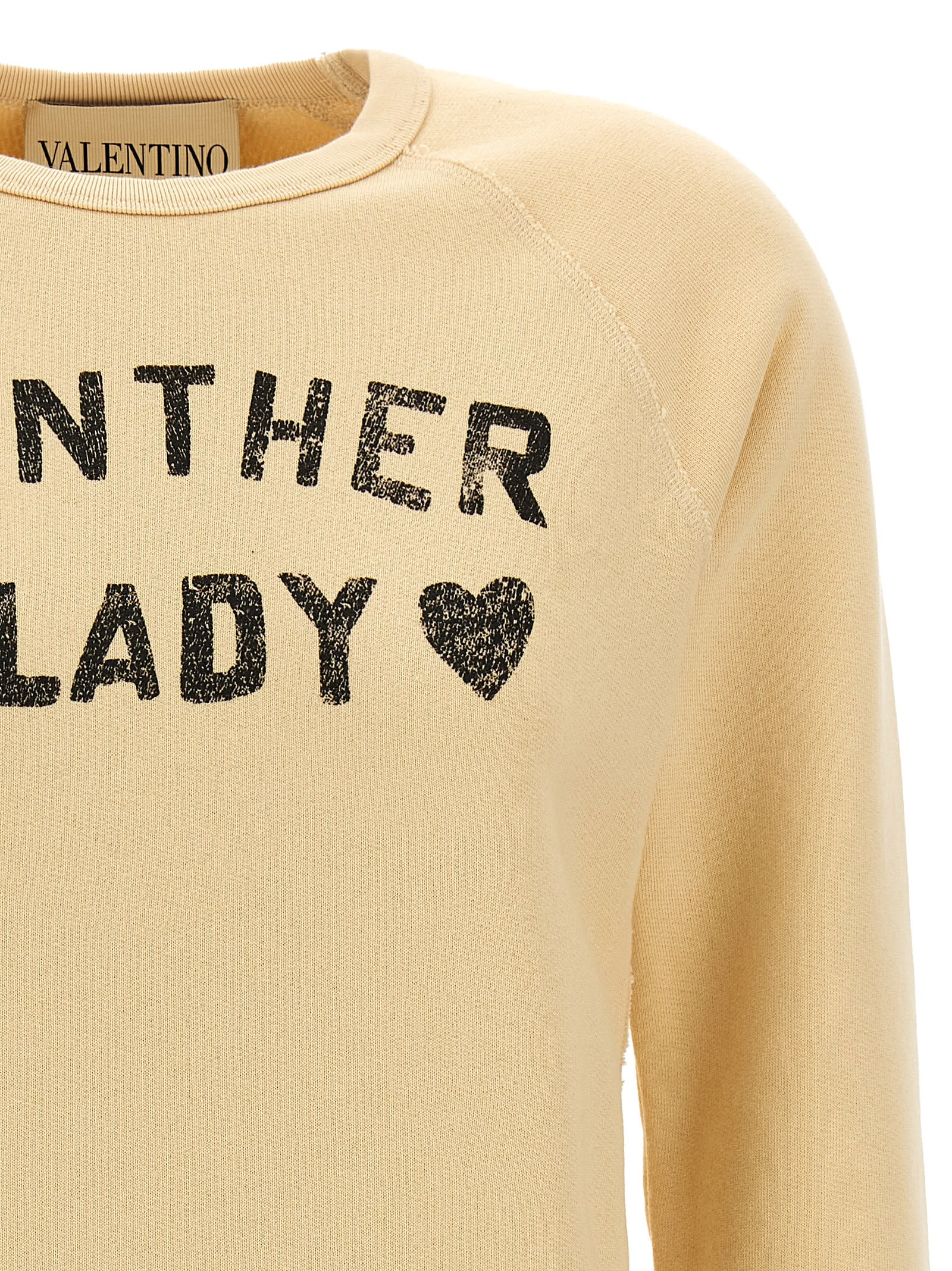 Valentino Graphic Print Cotton Sweatshirt With Raglan Sleeves In Sand