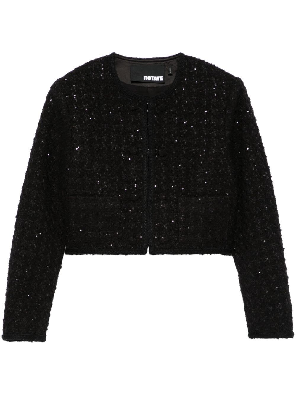 Shop Rotate Birger Christensen Boucle Crop Jacket In Black