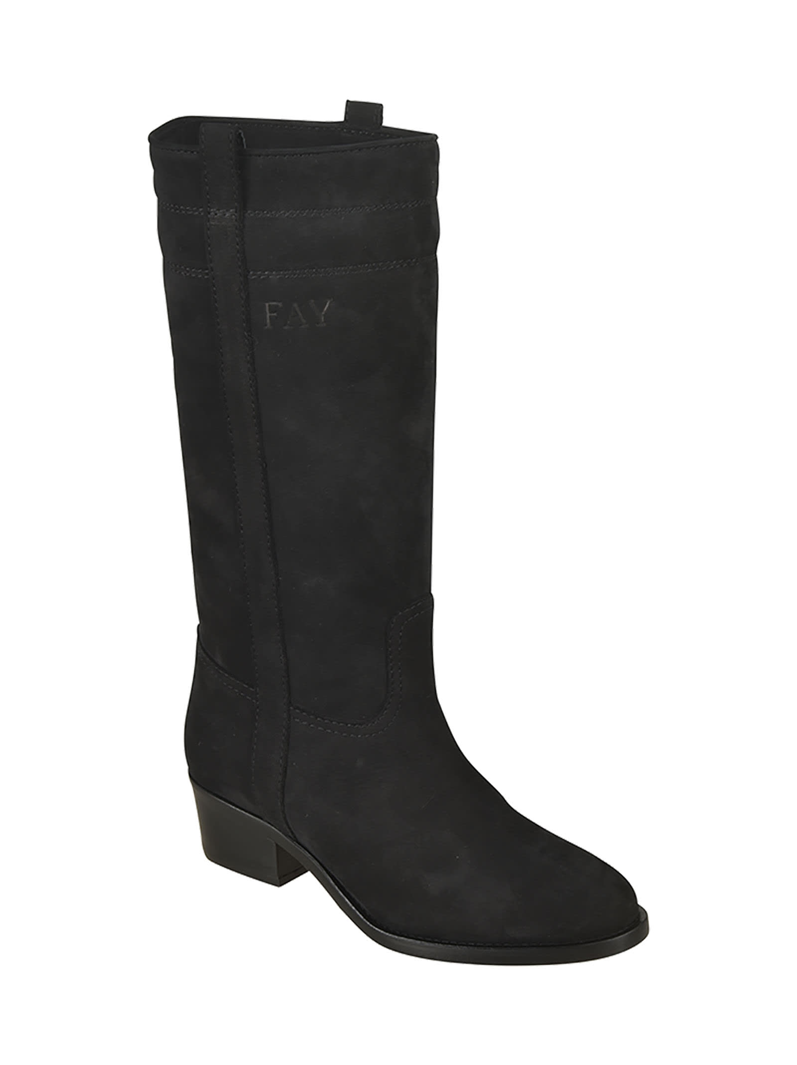 Fay 45mm Suede Boots In Black