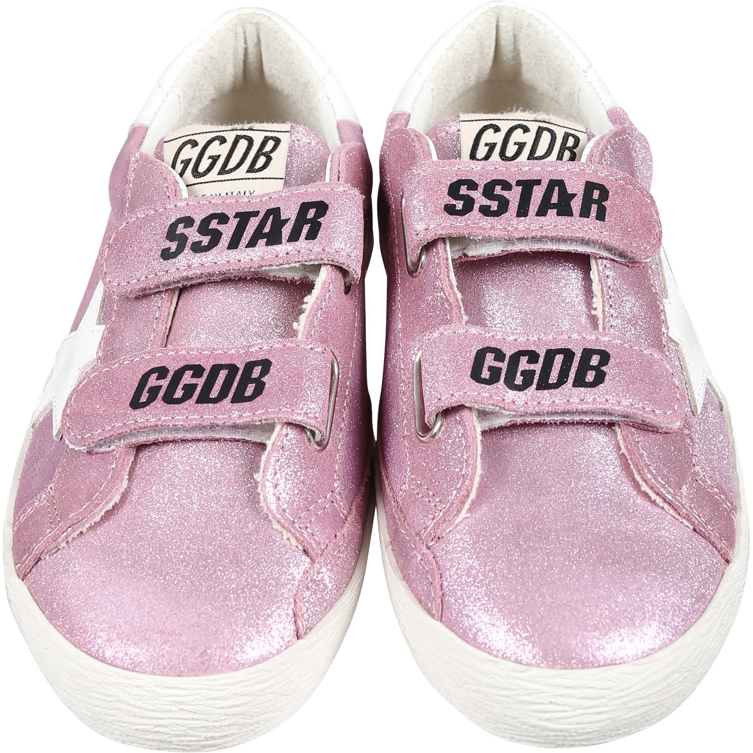 Golden Goose Purple Old School Sneakers For Girl With Star In Pink