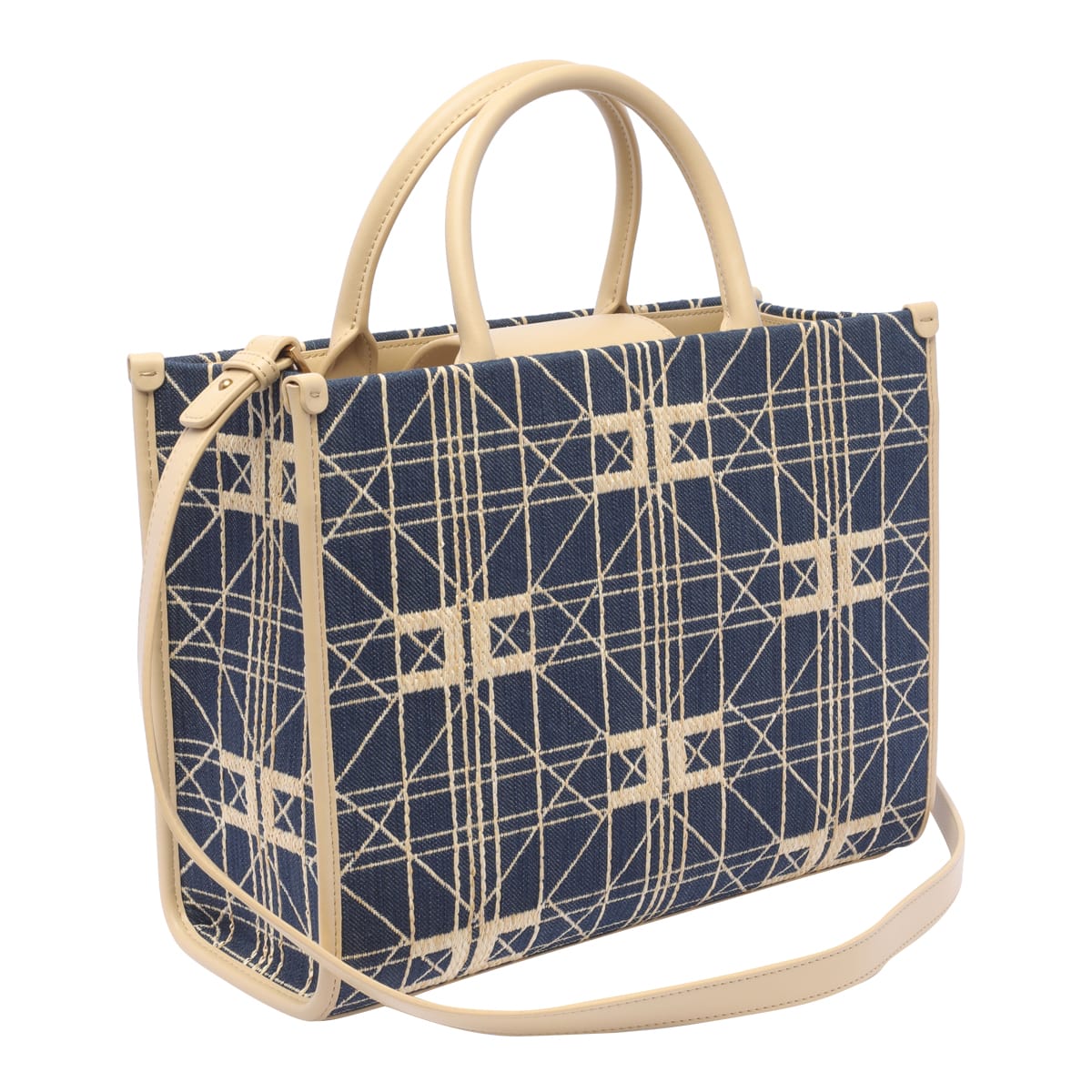 Shop Elisabetta Franchi Logo Tote Bag  In Denim
