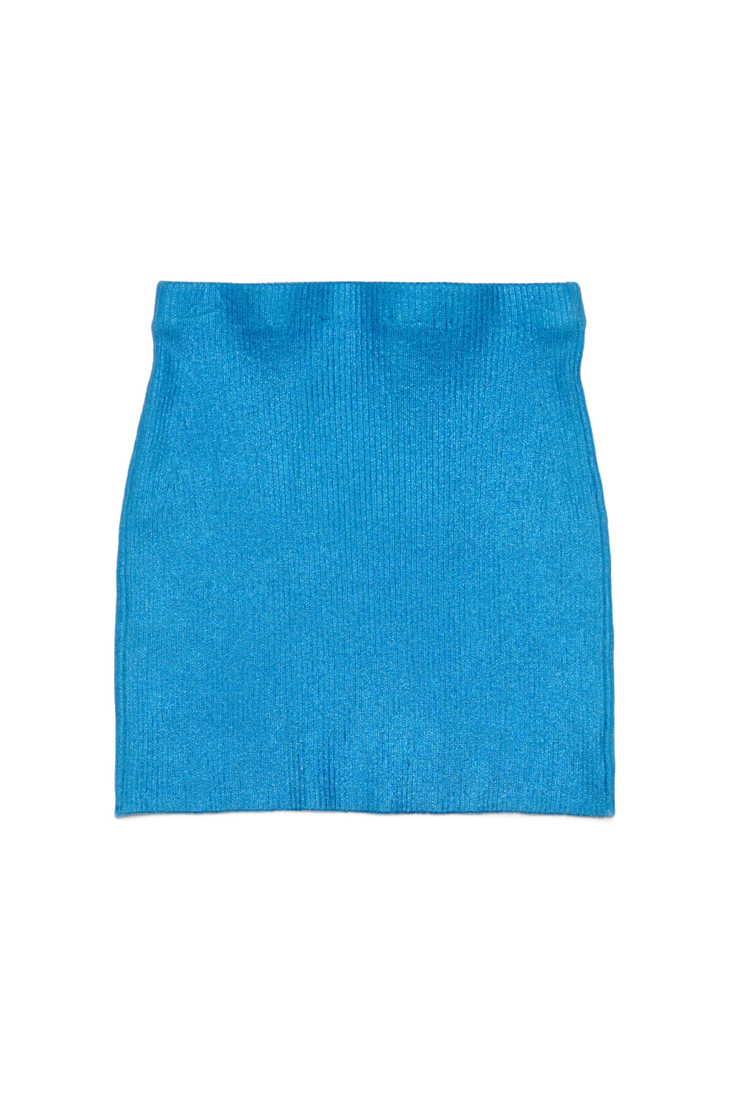 Shop Diesel Gargetti Skirt  Metallic Cotton Skirt With Oval D Plate In Blu