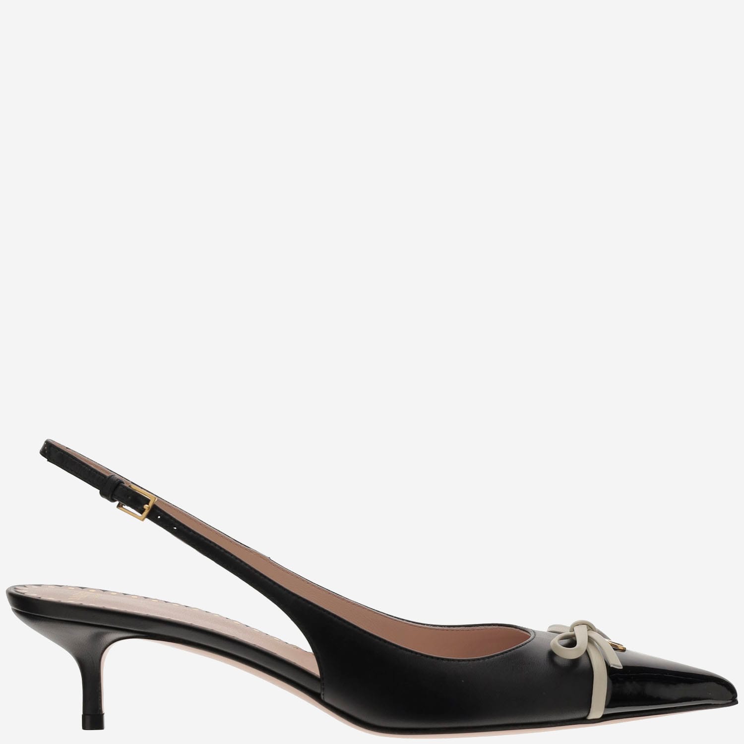 Black Leather Vlogo Pumps