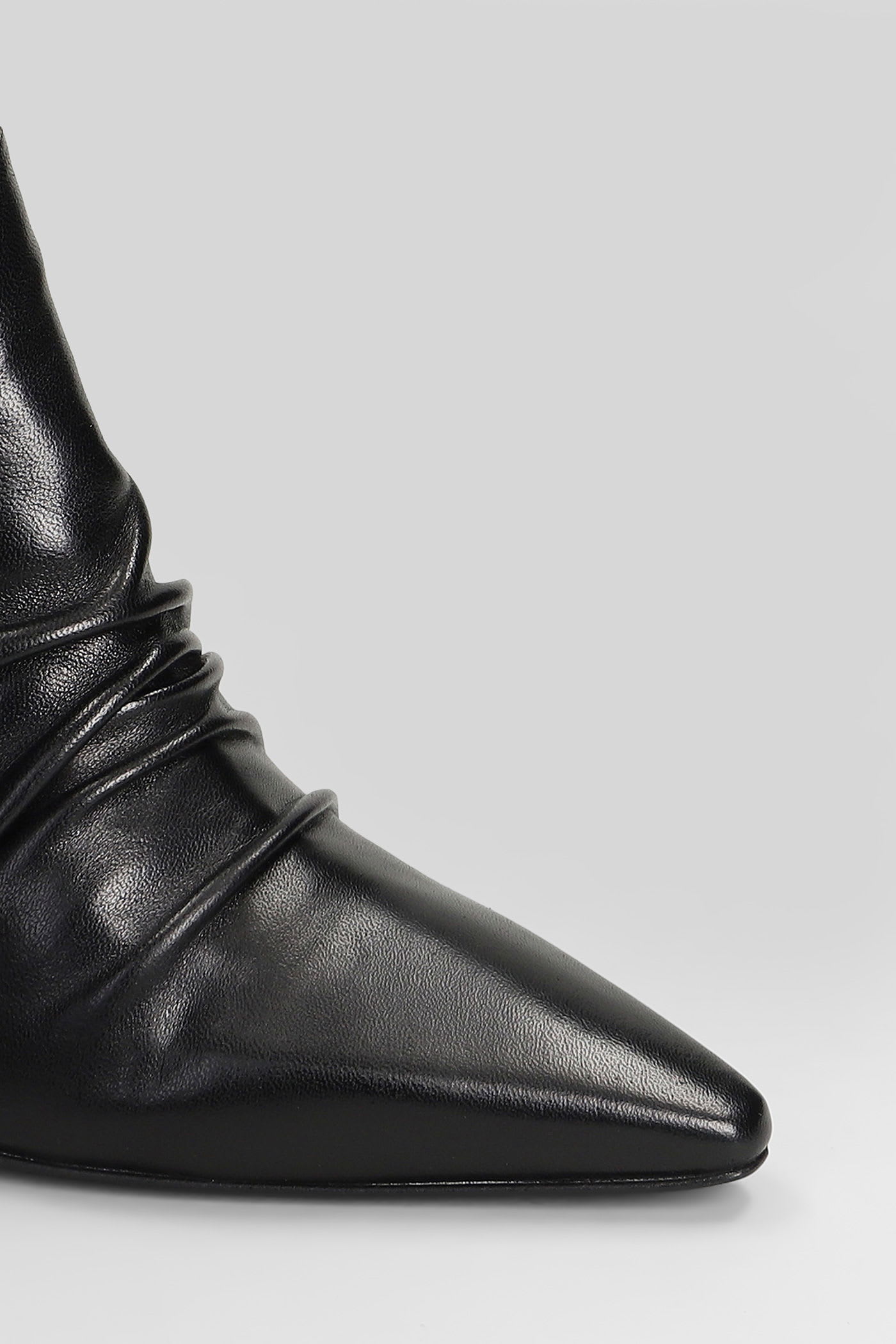 The Seller 80mm Ruched Pointed-toe Ankle Boots In Black