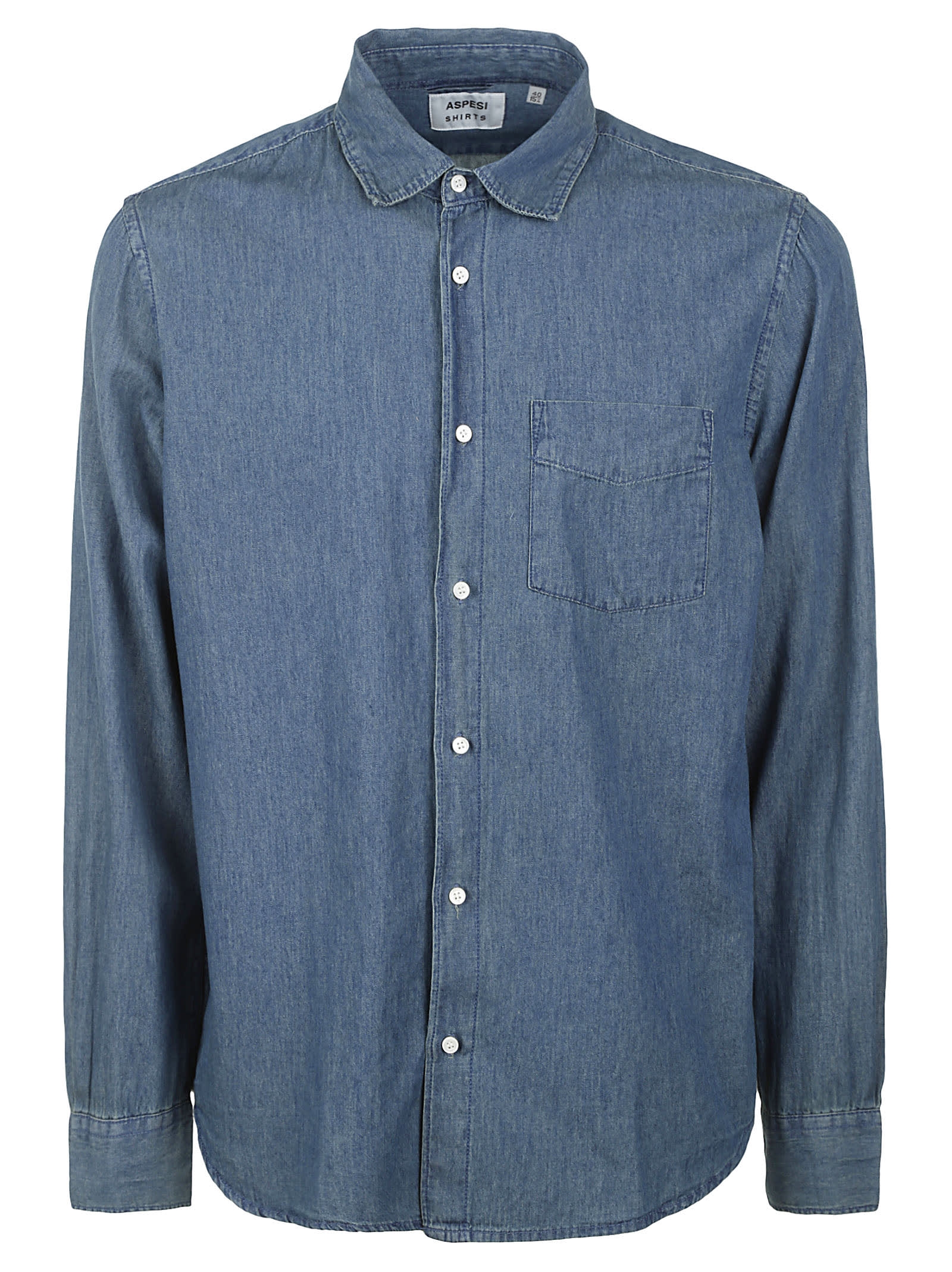 Aspesi Pocket Detail Denim Shirt In Denim