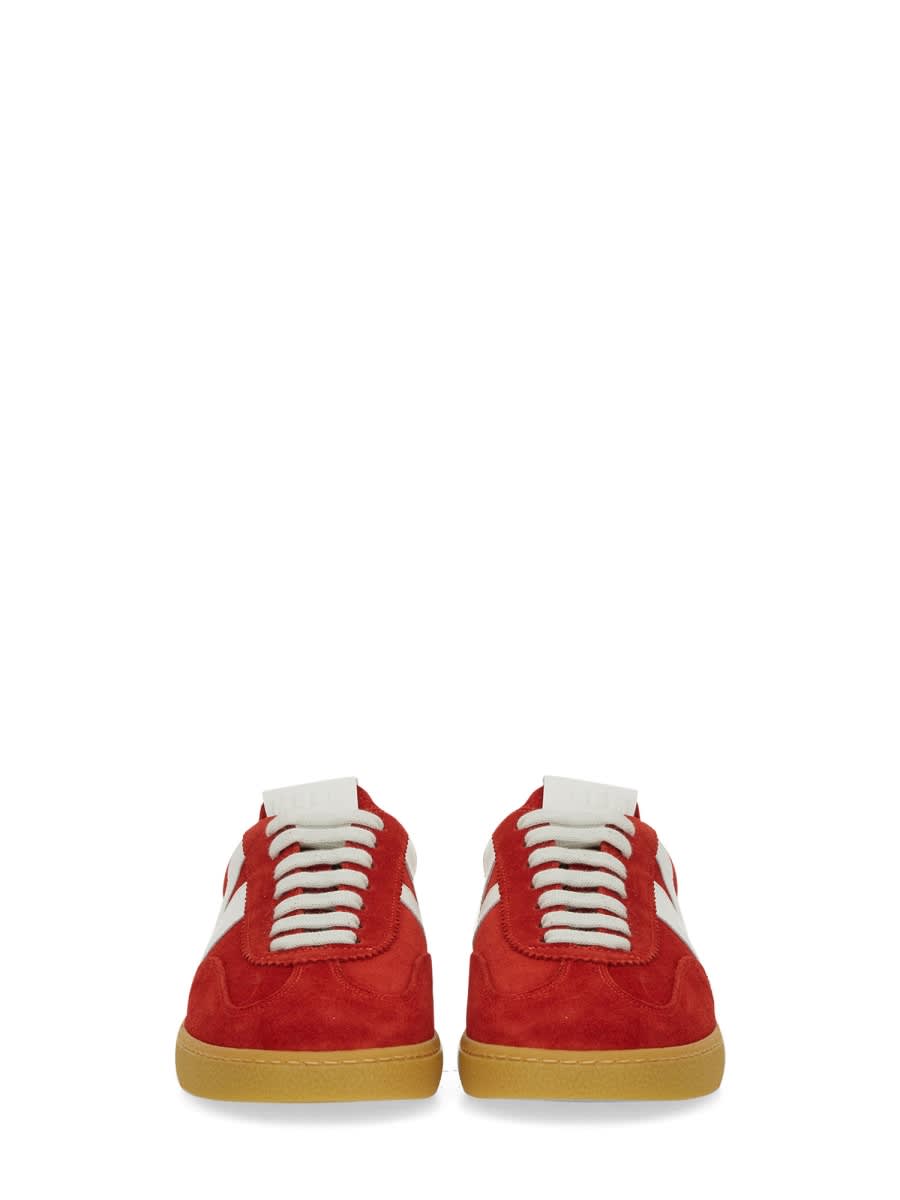 Msgm Retro Low-top Suede Sneaker With Contrast Sole In Red