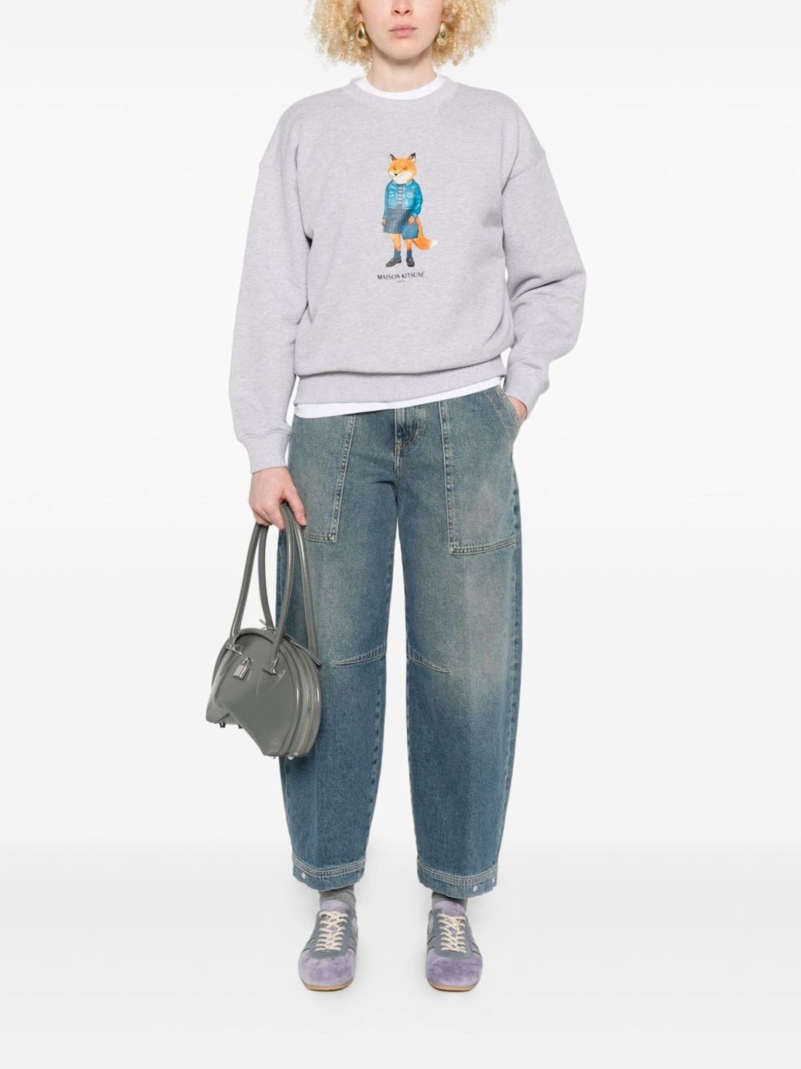 Maison Kitsuné Dressed Fox Comfort Sweatshirt Clothing In Gray