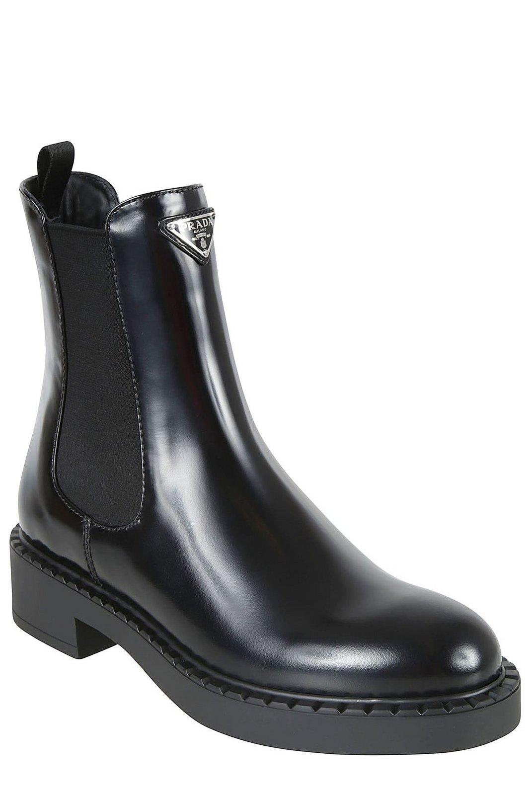 Prada Chocolate Calfskin Chelsea Ankle Boots In Neutral