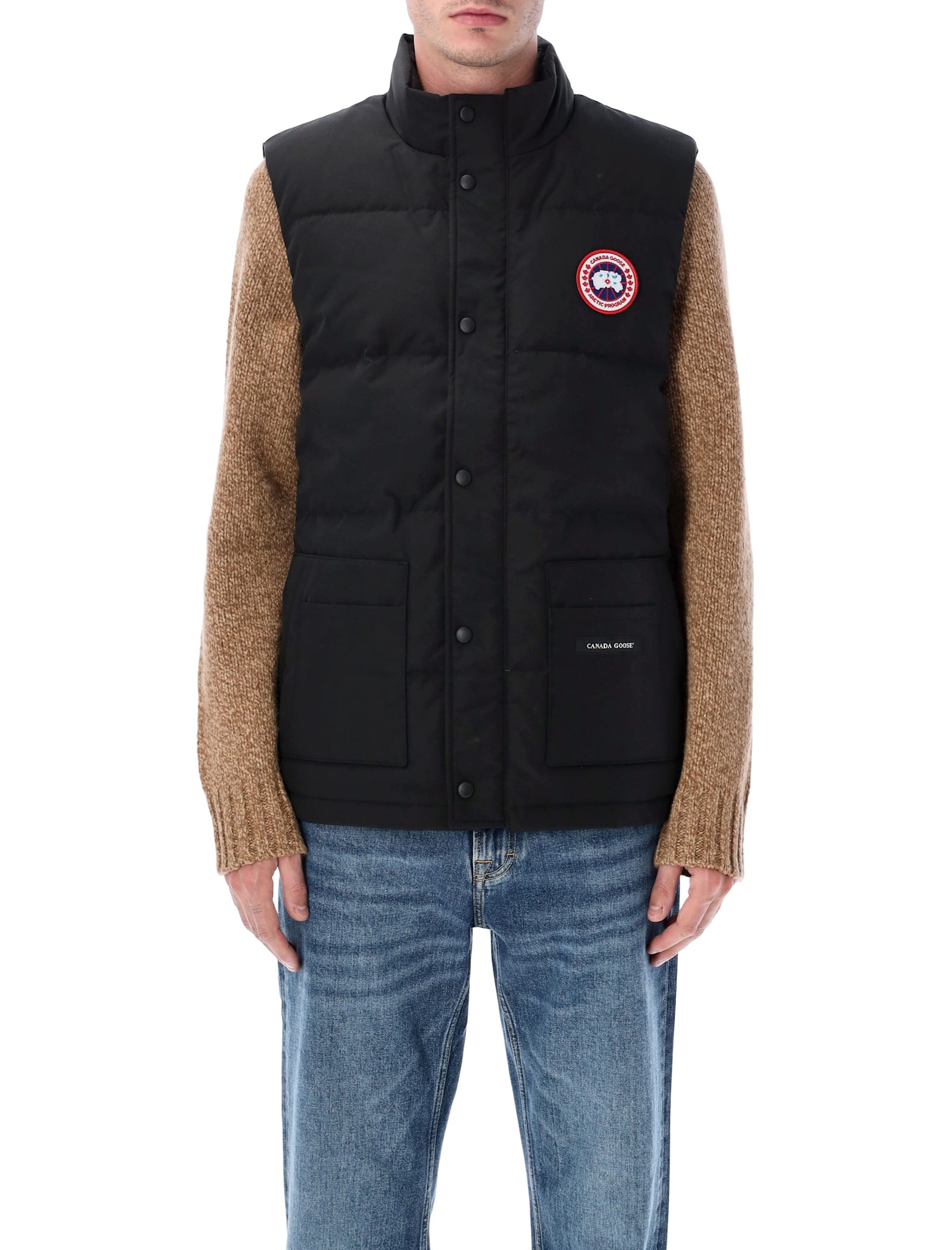 Canada Goose Charcoal Polyester Blend Freestyle Sleeveless Down Jacket In Black