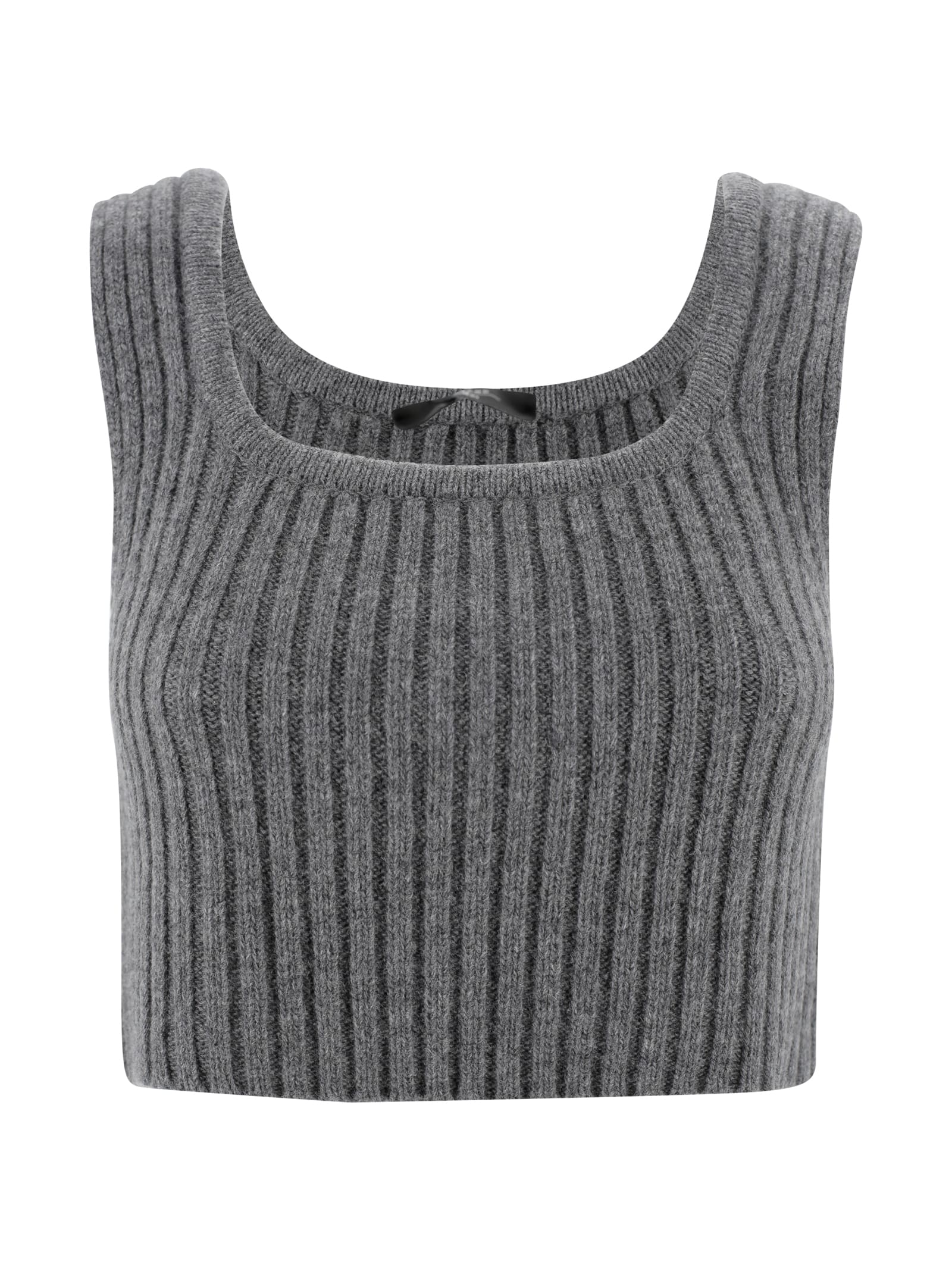 Weekend Max Mara Sleeveless Wool Top Square Neckline In Gray