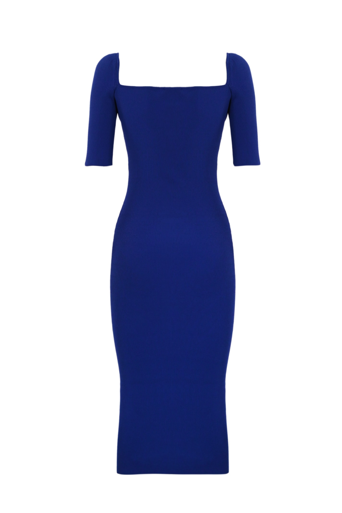 Shop Elisabetta Franchi Ribbed Viscose Dress In Blue Indaco