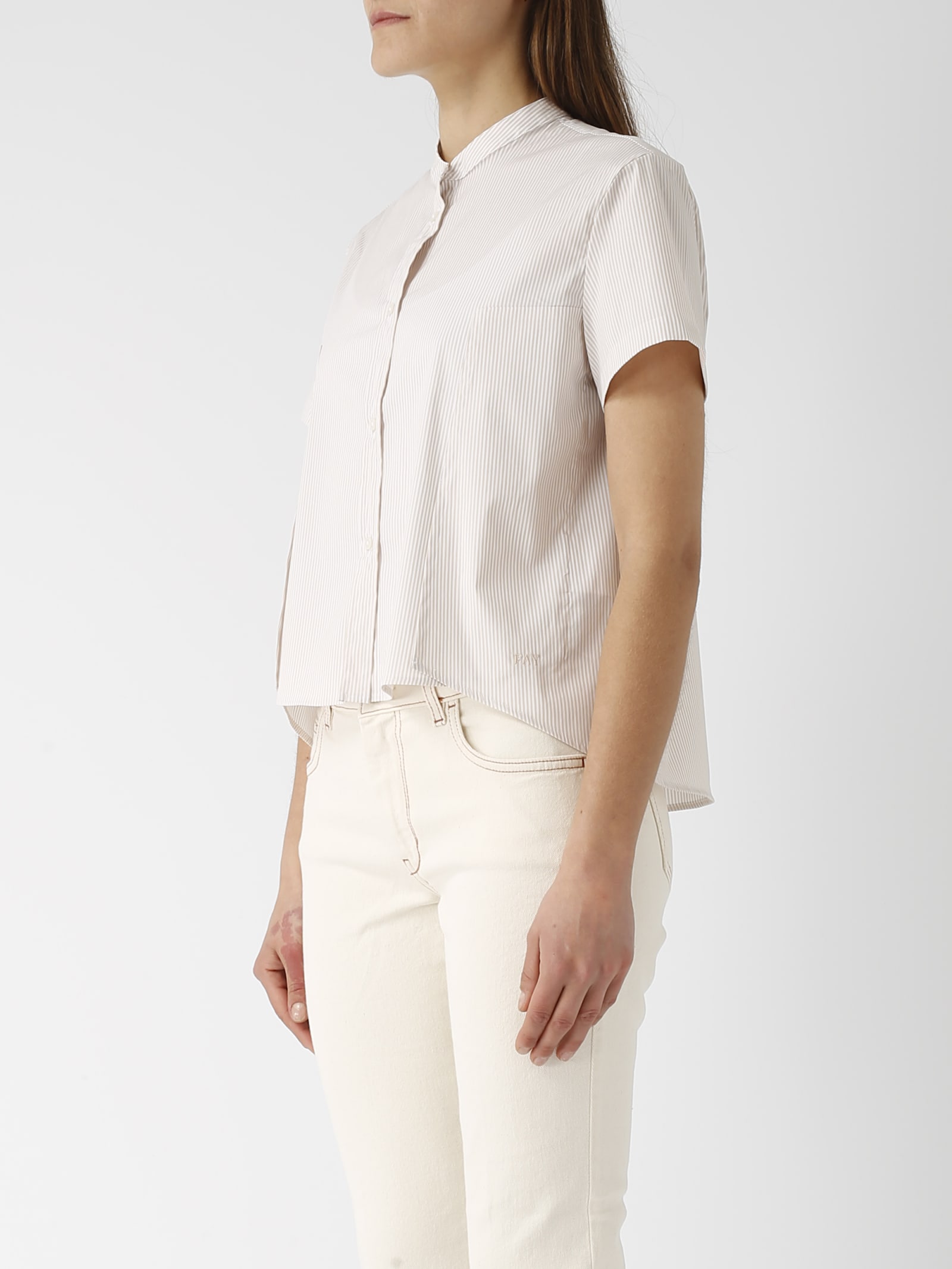 Shop Fay Shirt M/c Rounded And Cut Shirt In Bianco-ecru