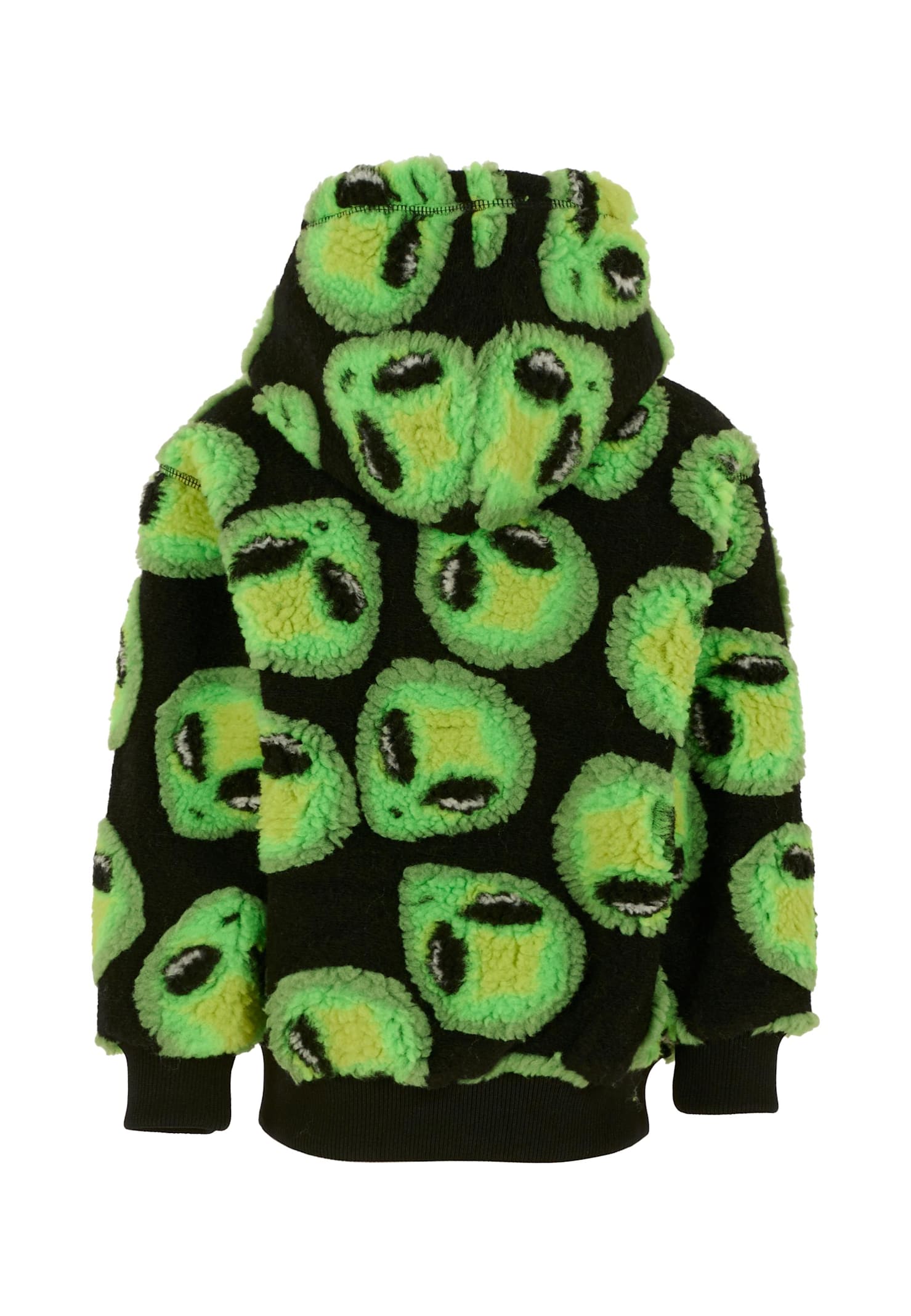 Molo Black Down Jacket For Boy With Alien In Black