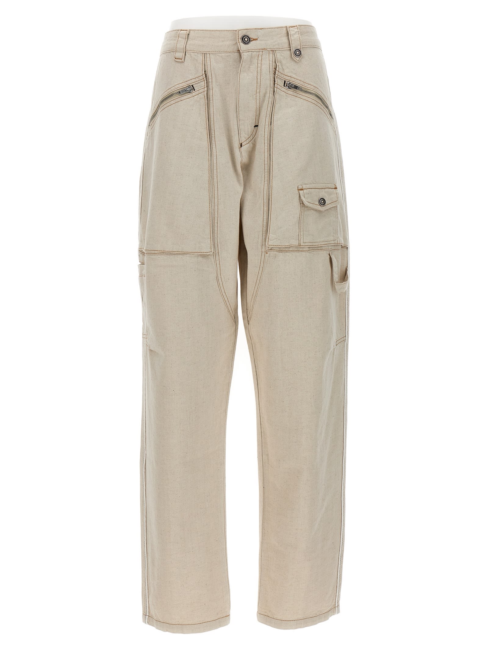 Isabel Marant Slim-cut Cargo Trousers In Beige