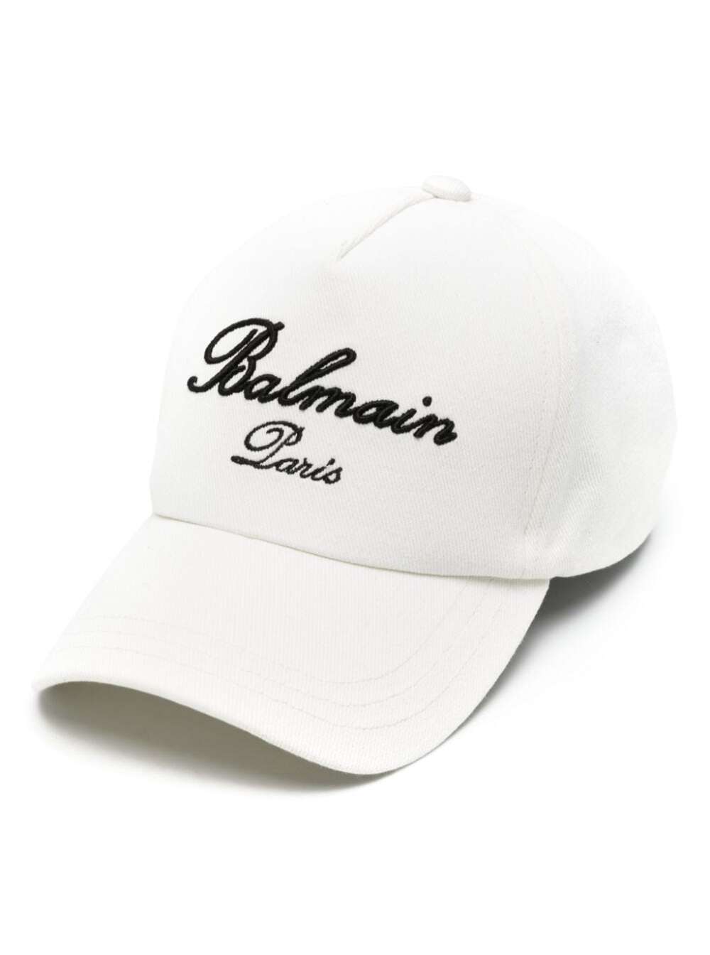 Shop Balmain White Baseball Cap With Logo In Cotton Man