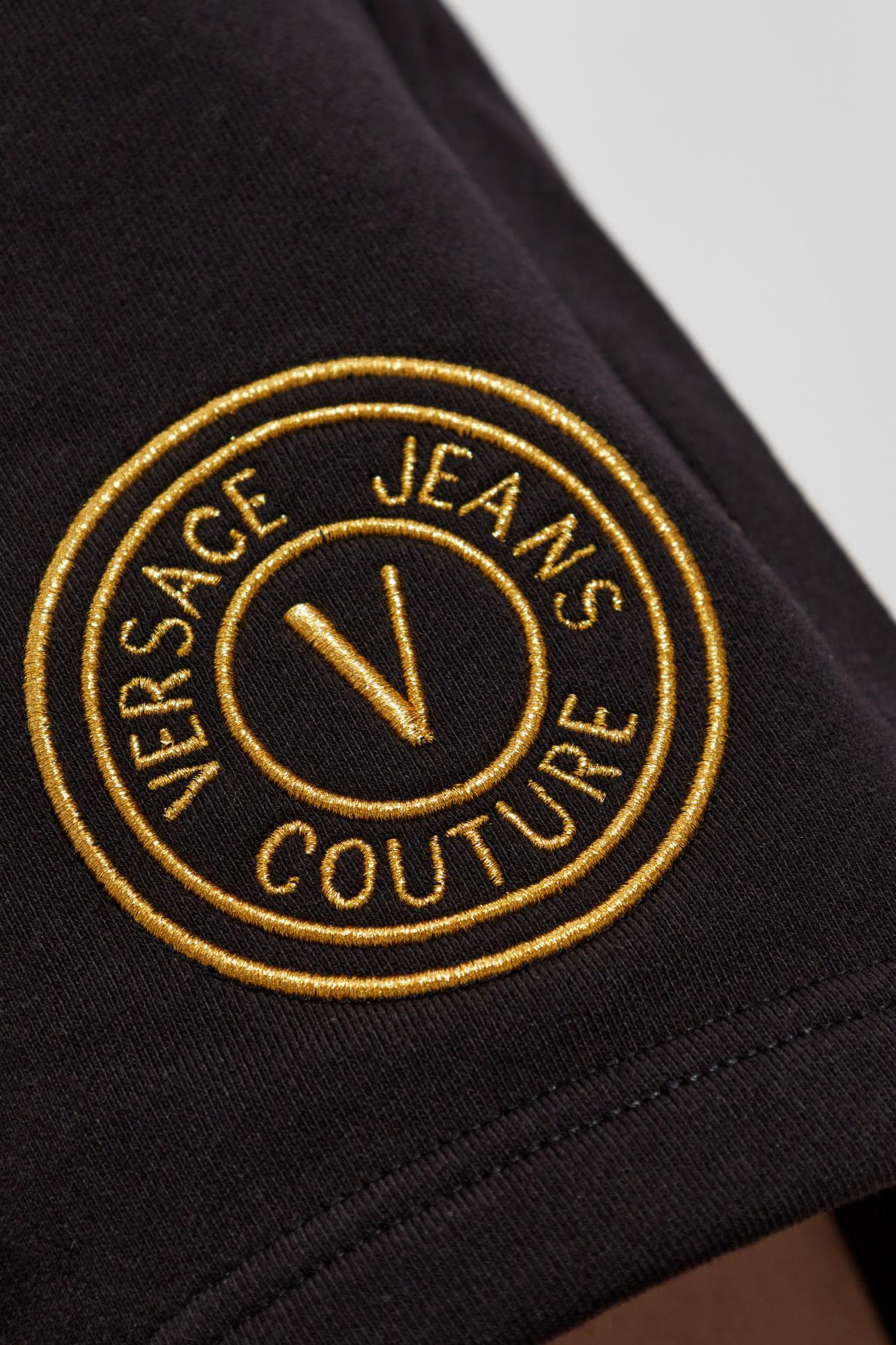 Shop Versace Jeans Couture Sweatshirt With Printed Logo In Black