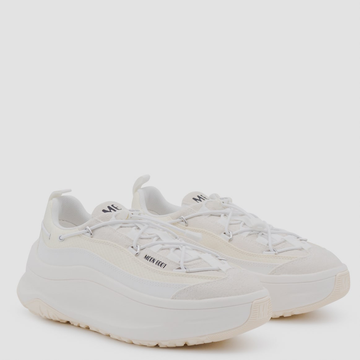 Moon Boot Chunky Sole Low Top Sneakers With Pull Tab In White