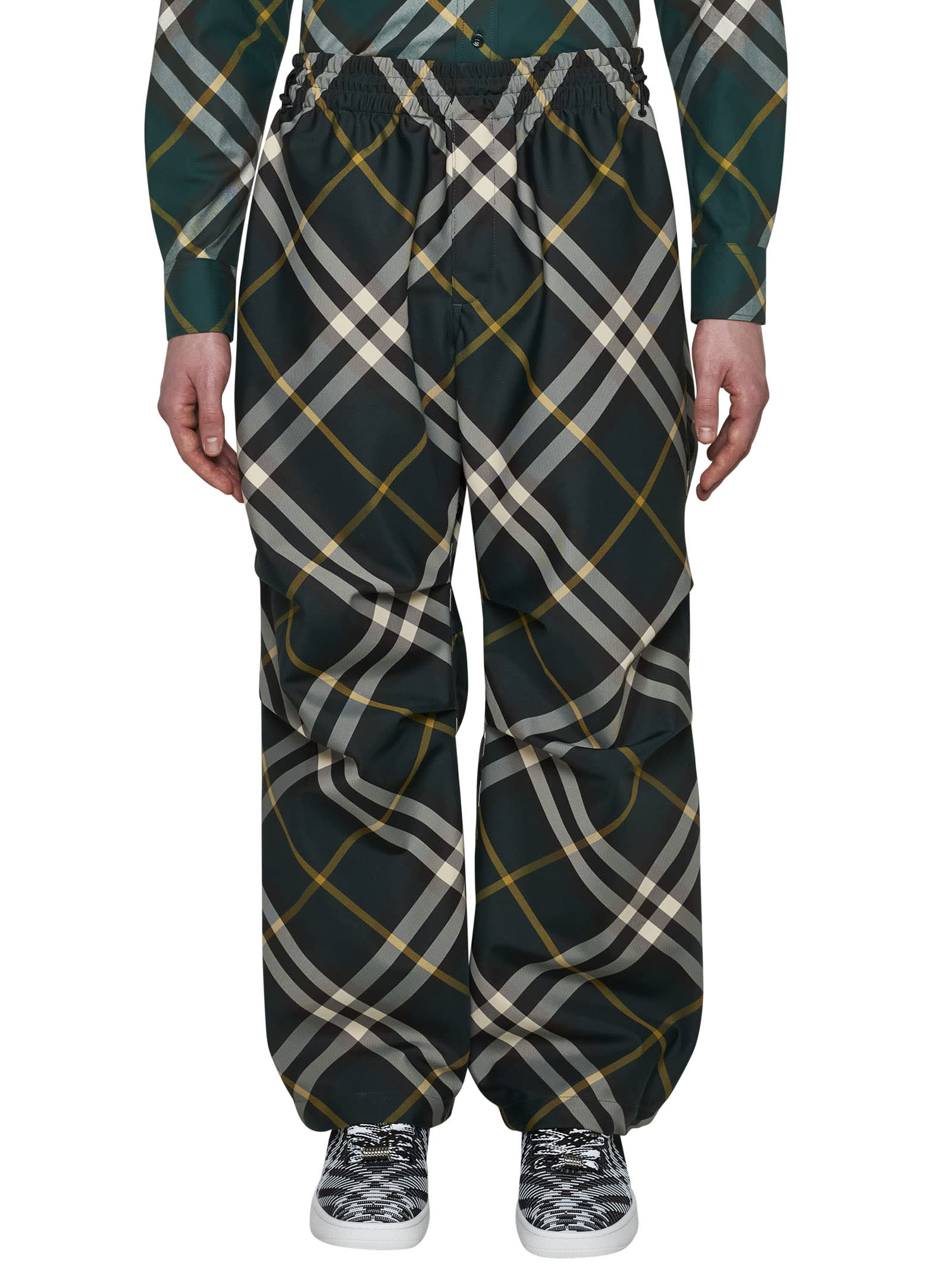 Shop Burberry Pants In Ivy Ip Check