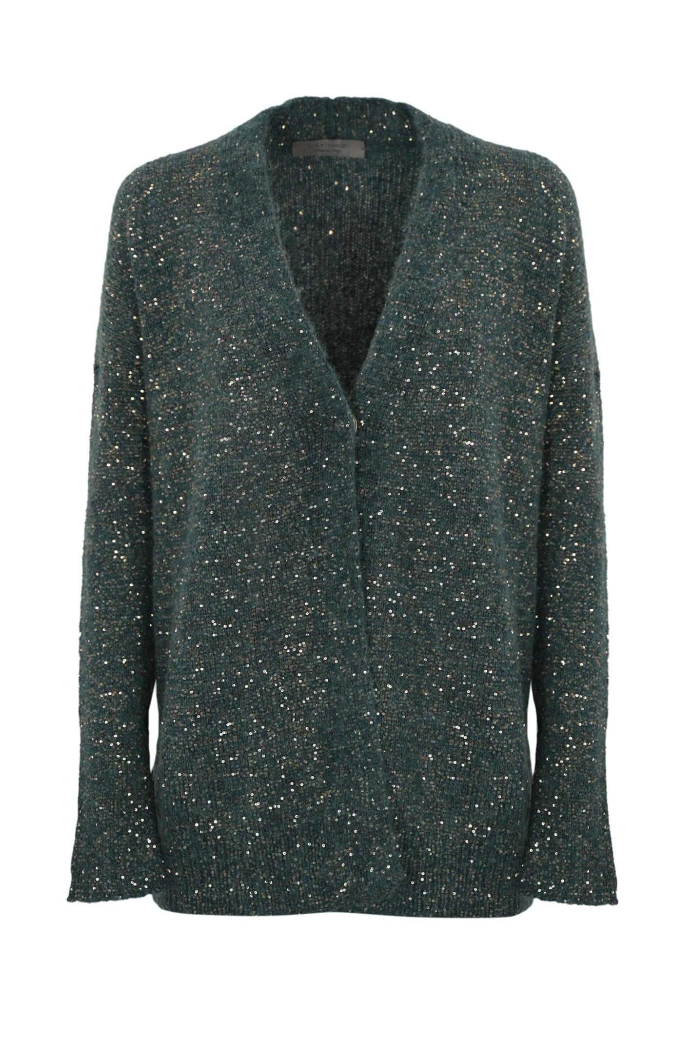 D. Exterior Alpaca Blend Sequined Cardigan