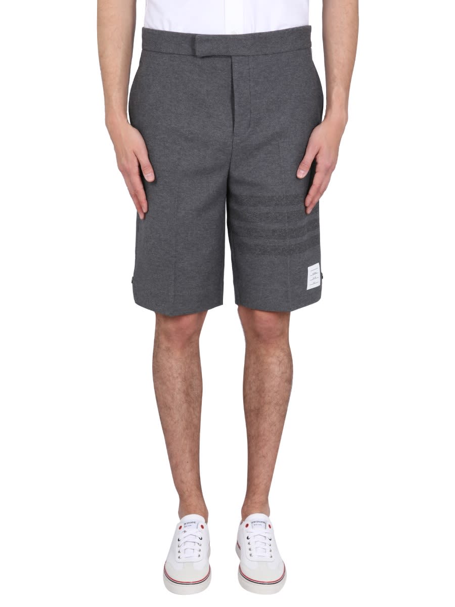 Thom Browne Shorts With 4-bar Motif In Grey