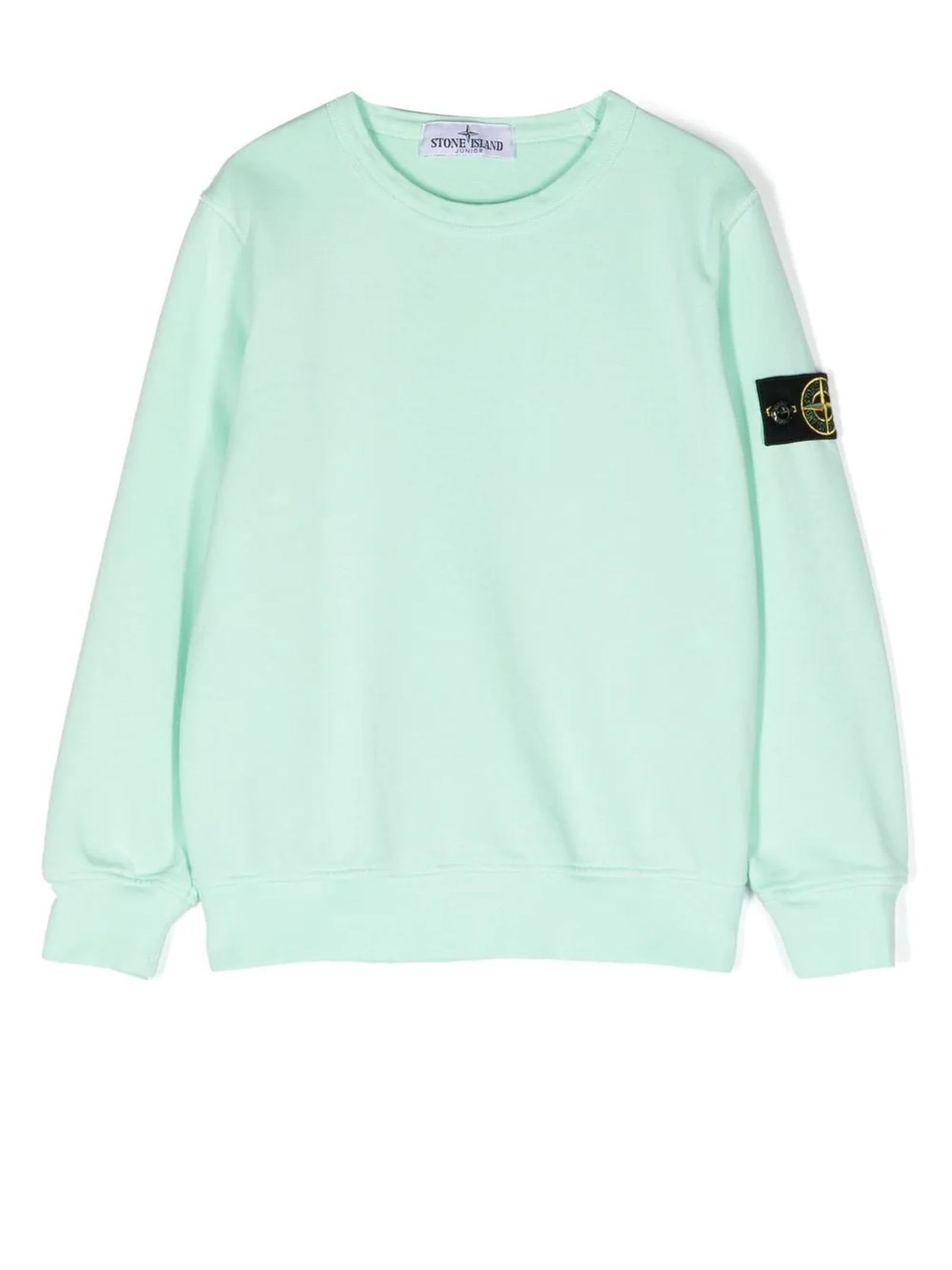 Stone Island Logo-patch Cotton Sweatshirt In Verde