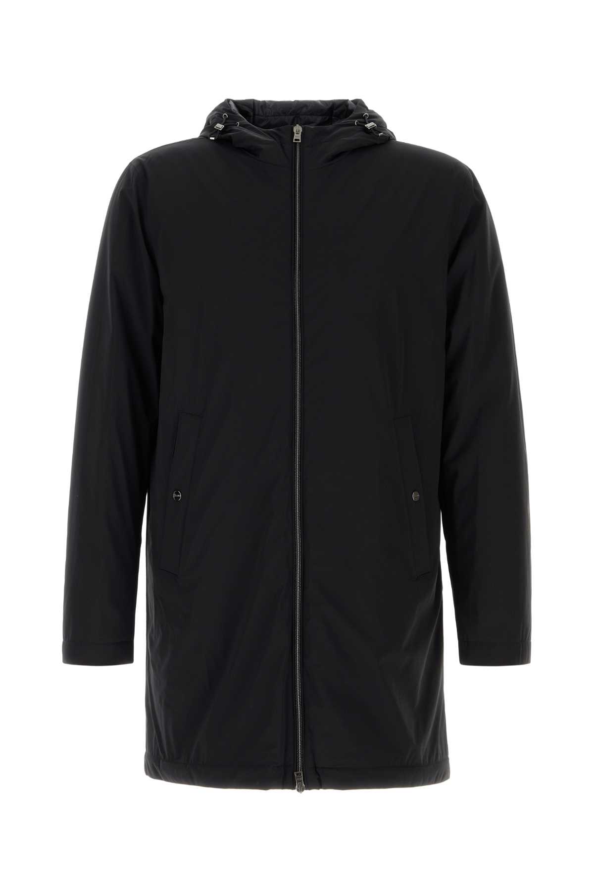 Black Stretch Nylon Parka