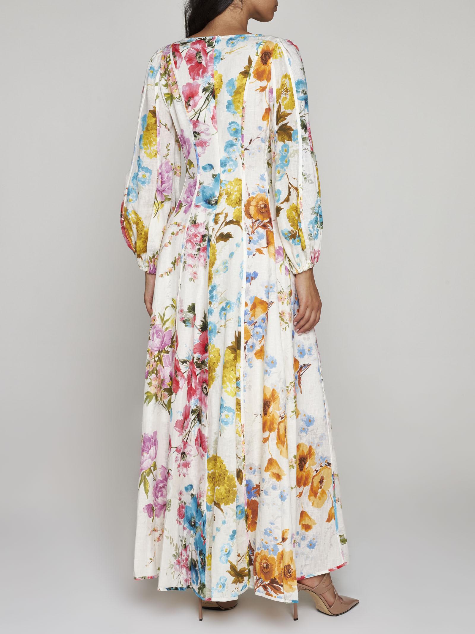 Shop Zimmermann Halcyon Print Linen Maxi Dress In Multicolour