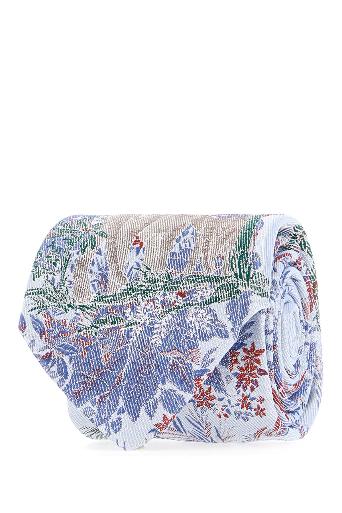 Etro Embroidered Silk Tie In Blue