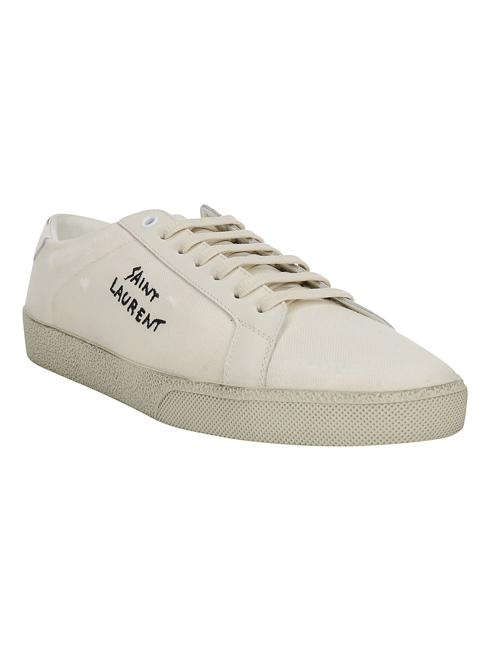 Shop Saint Laurent Sl06 Signa Sneakers In Cream