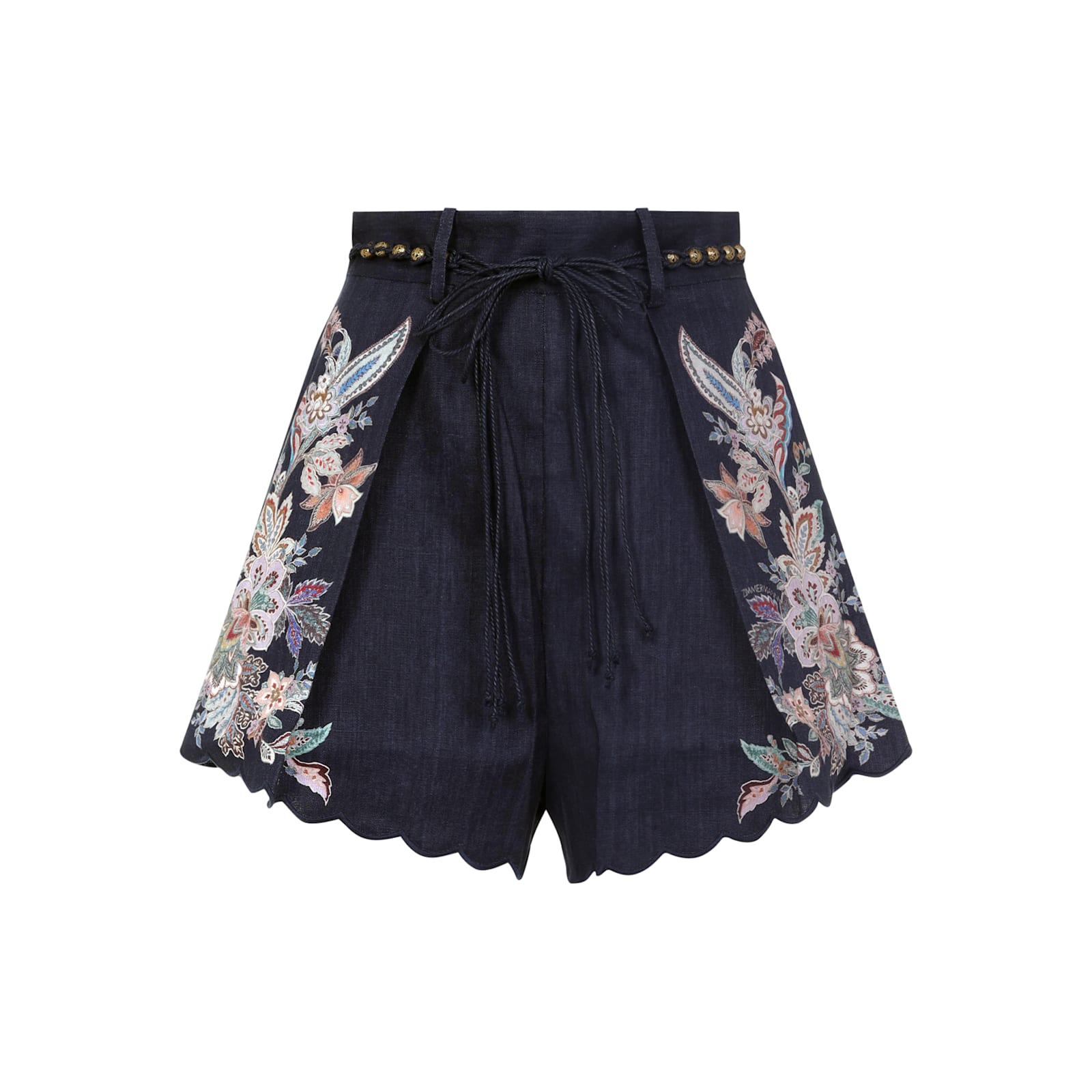 Zimmermann Rhiannon Tuck Printed Linen Shorts In Blue