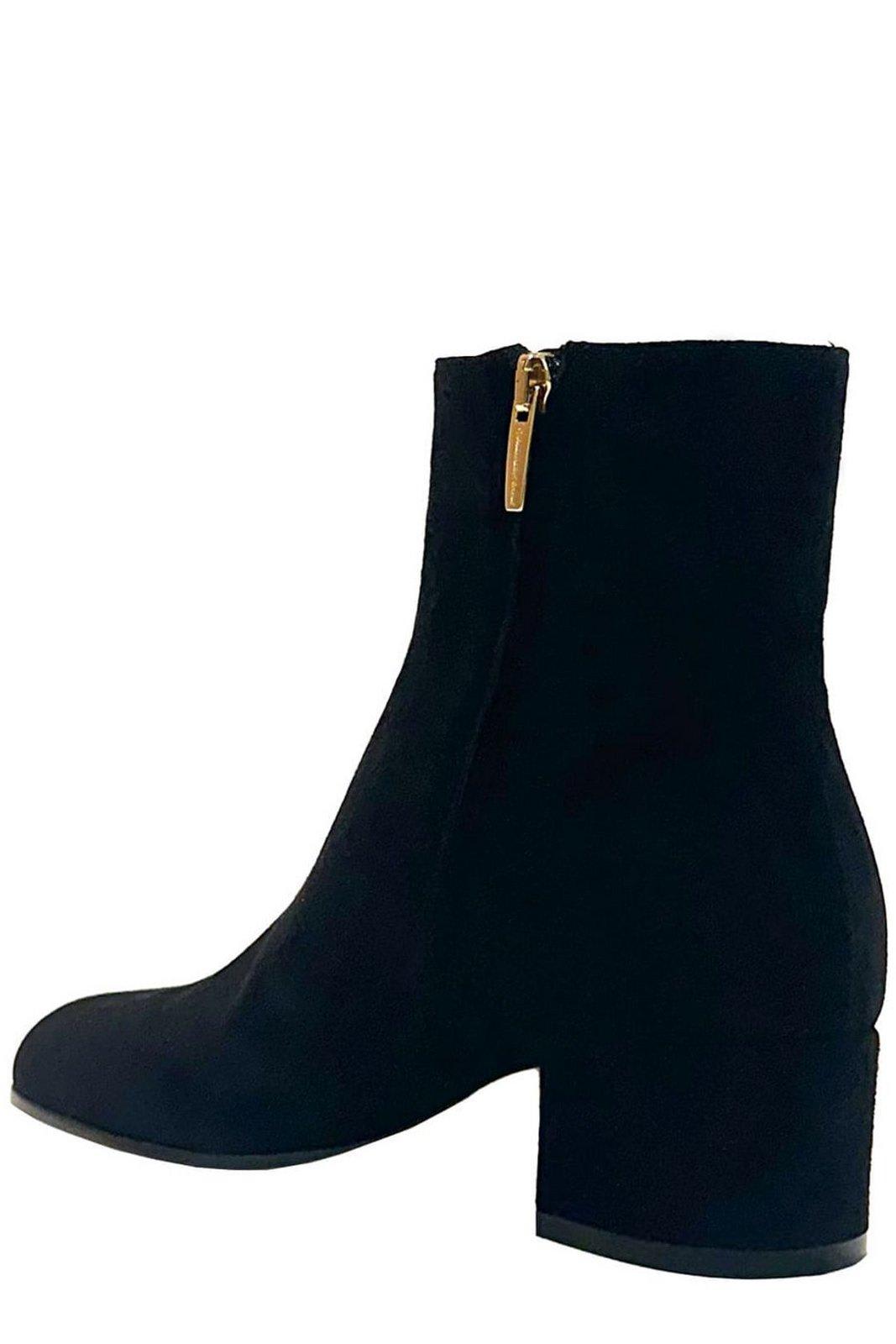 Gianvito Rossi Joelle Round Toe Block Heel Ankle Boots In Black